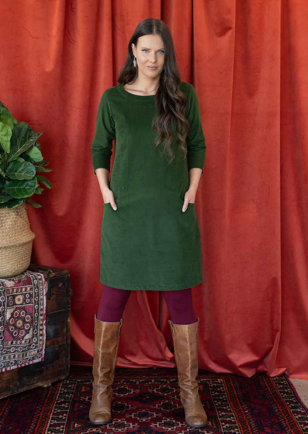 Jamie Corduroy Dress Douglas Fir - Ysert