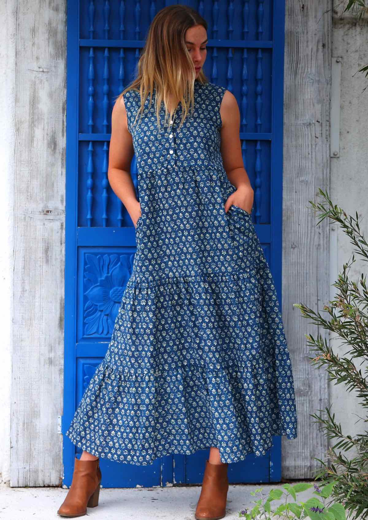 Boho Tiered Maxi Dress Bluebell - Ysert