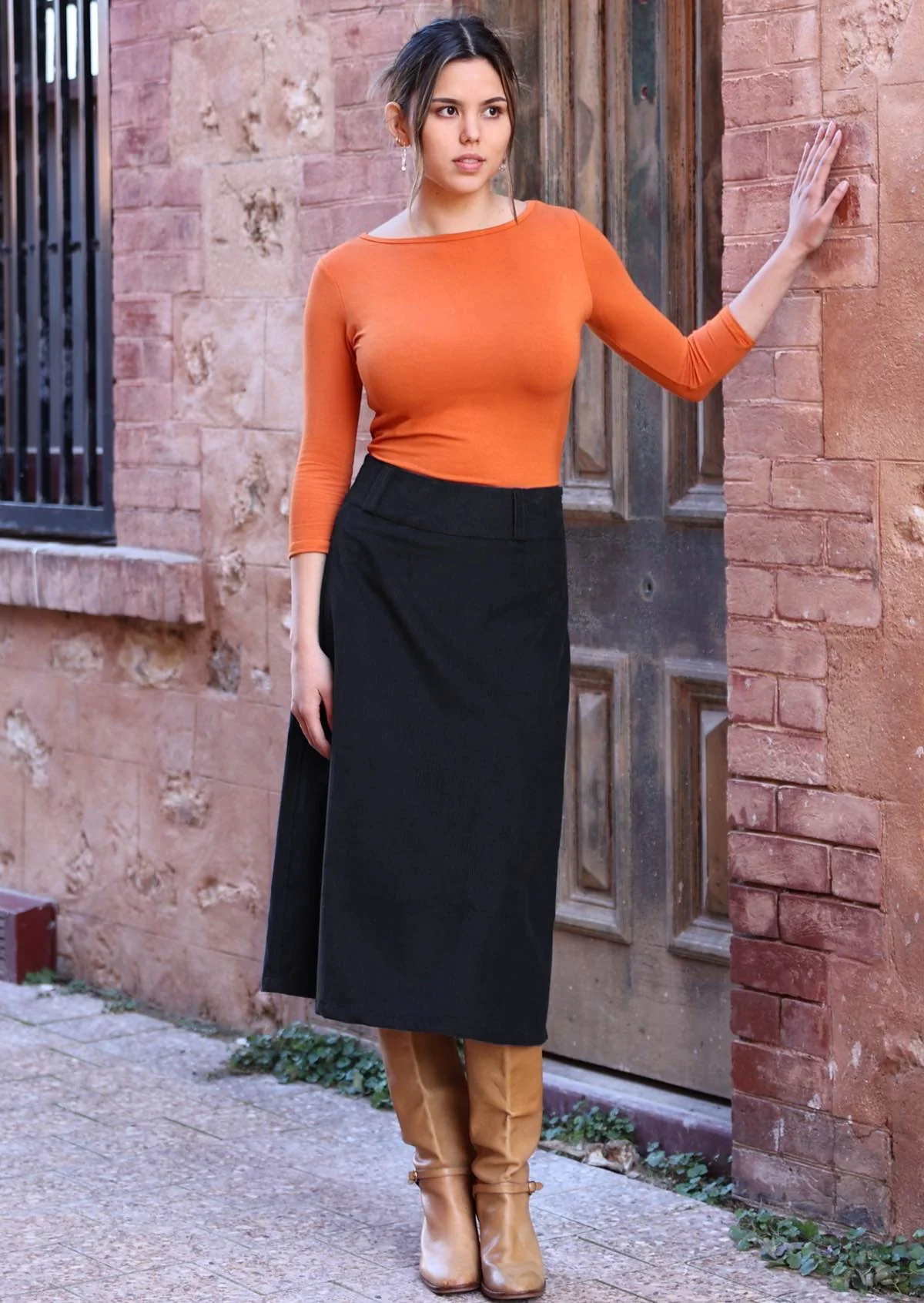 Belt Loop Corduroy Skirt Black - Ysert