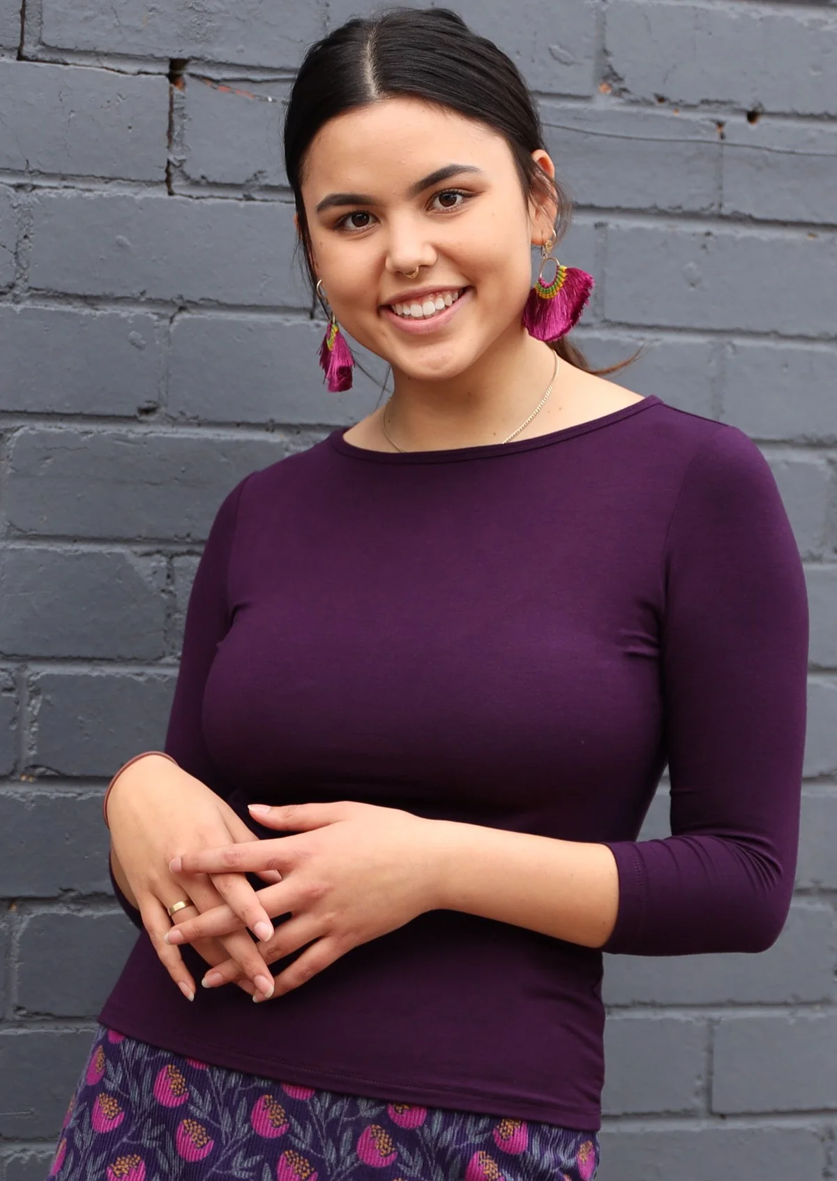 Boat Neck Top Dark Purple - Ysert