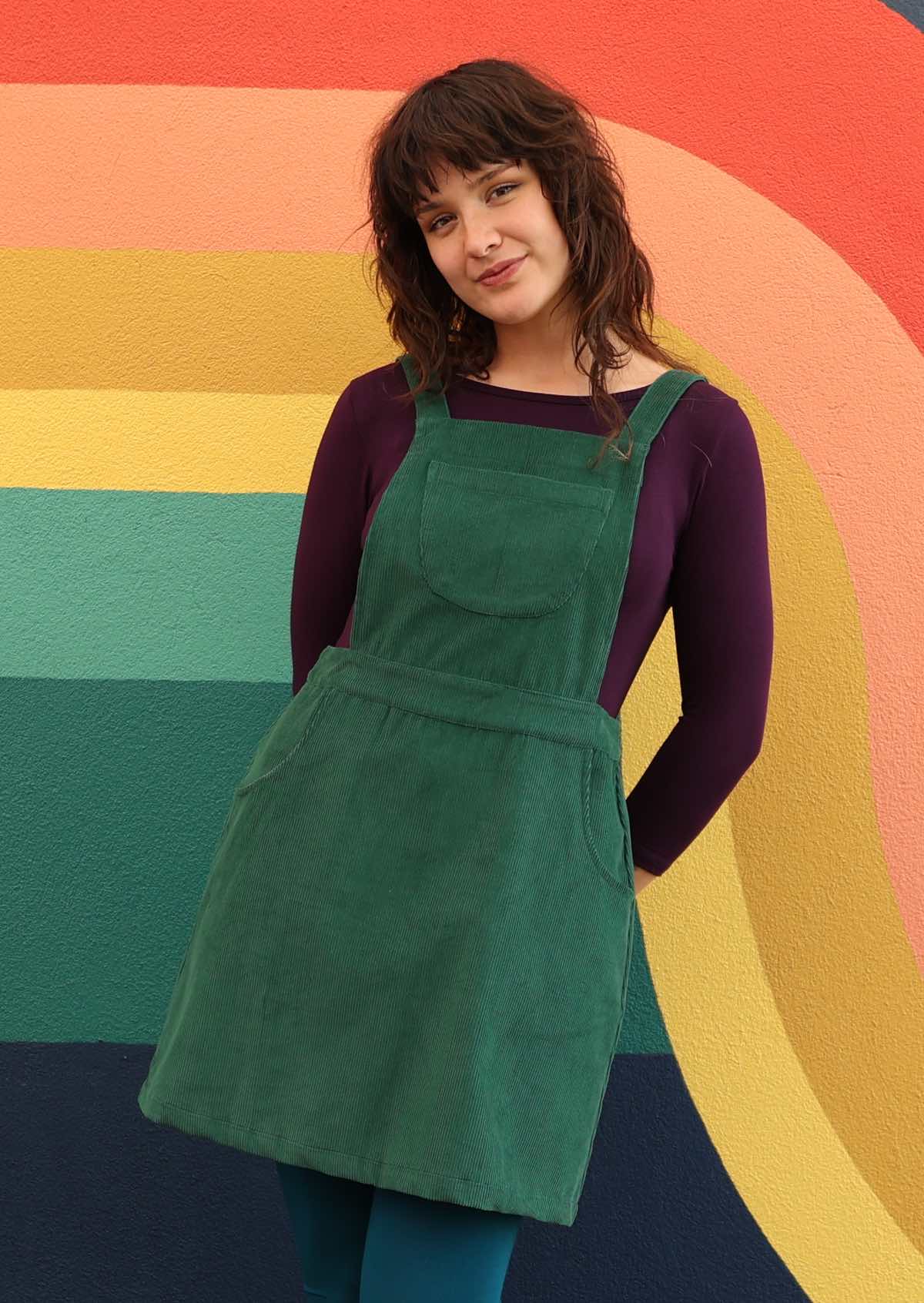 Corduroy Pinafore Hunter Green - Ysert