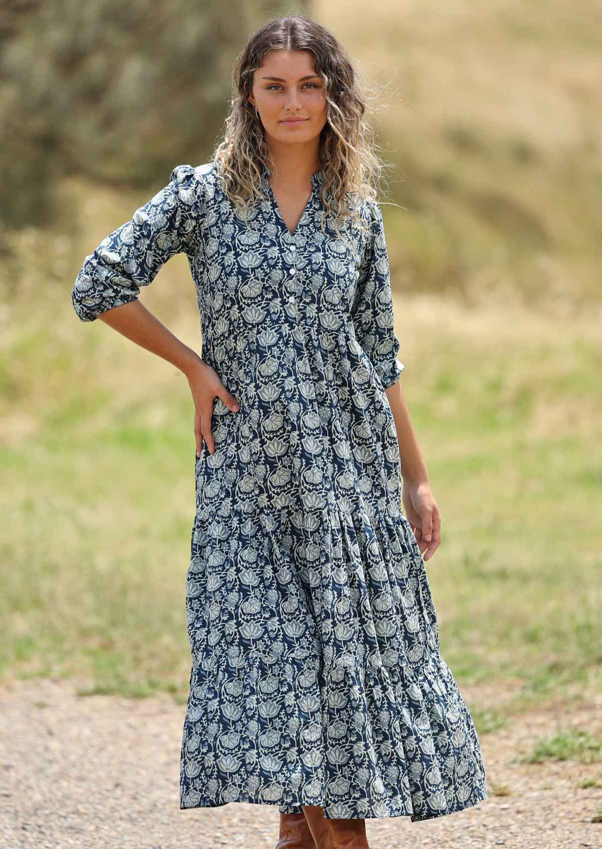 Indigo Tiered Maxi Dress - Ysert