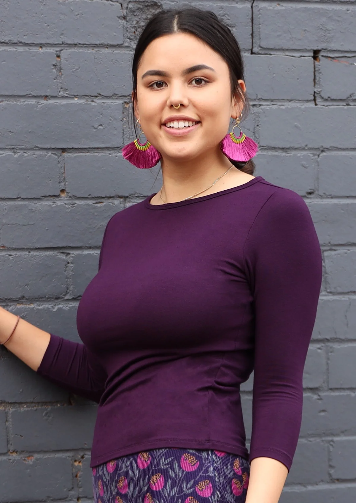 Boat Neck Top Dark Purple - Ysert