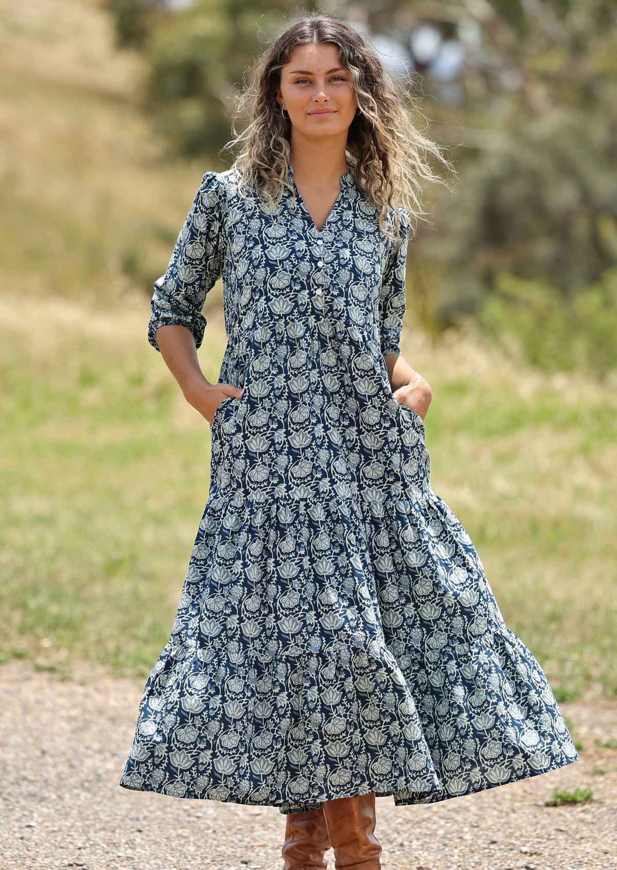 Indigo Tiered Maxi Dress - Ysert