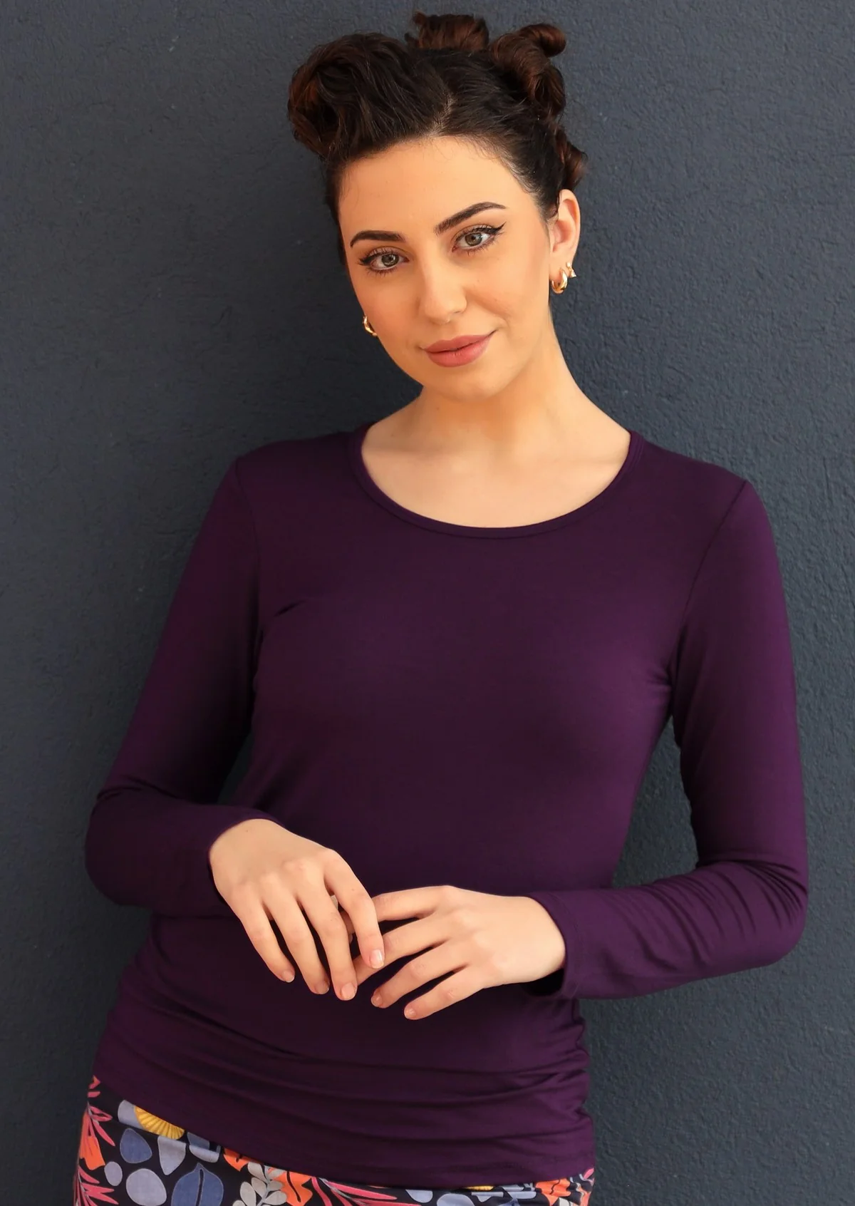 Round Neck Top Dark Purple - Ysert