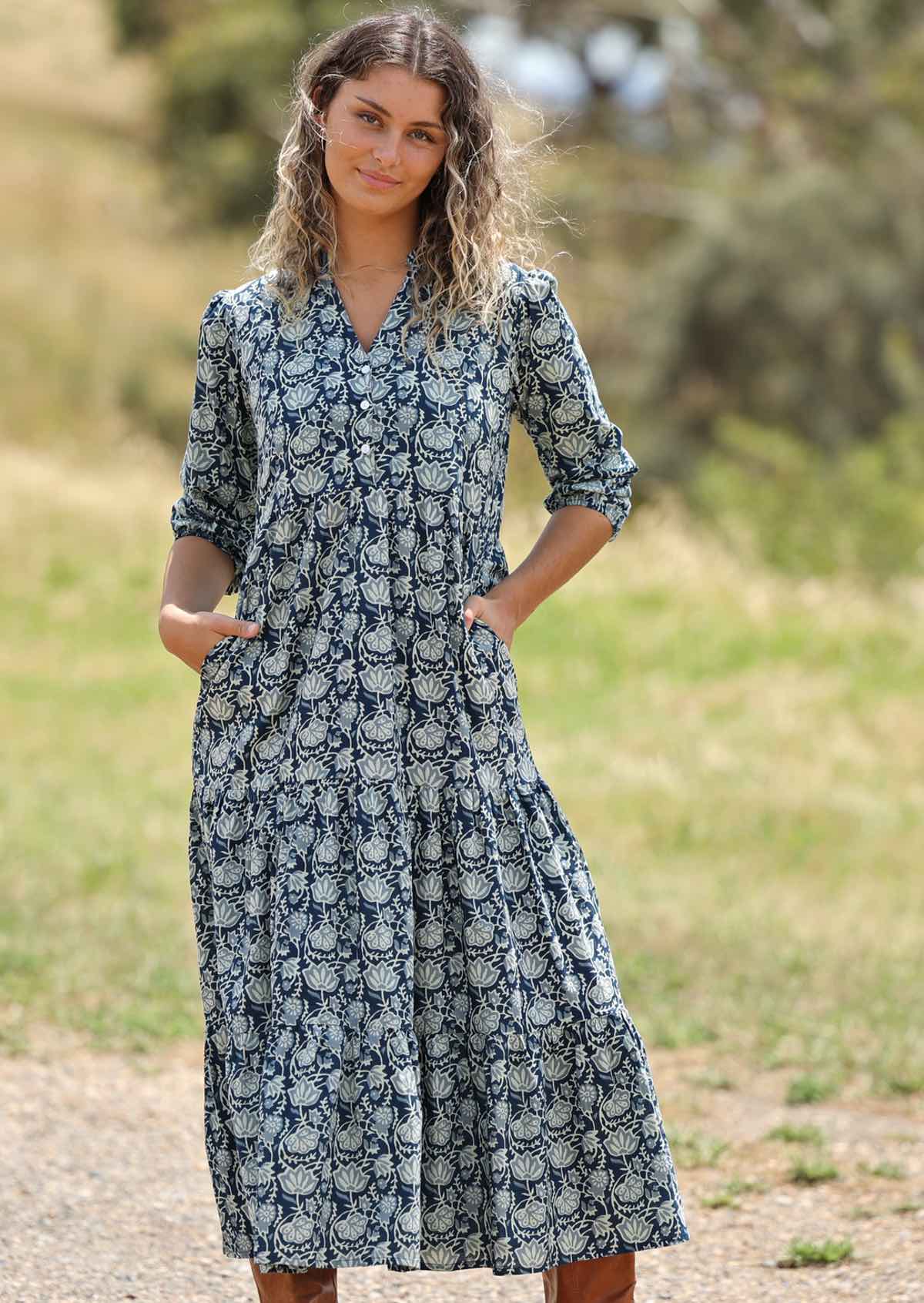 Indigo Tiered Maxi Dress - Ysert
