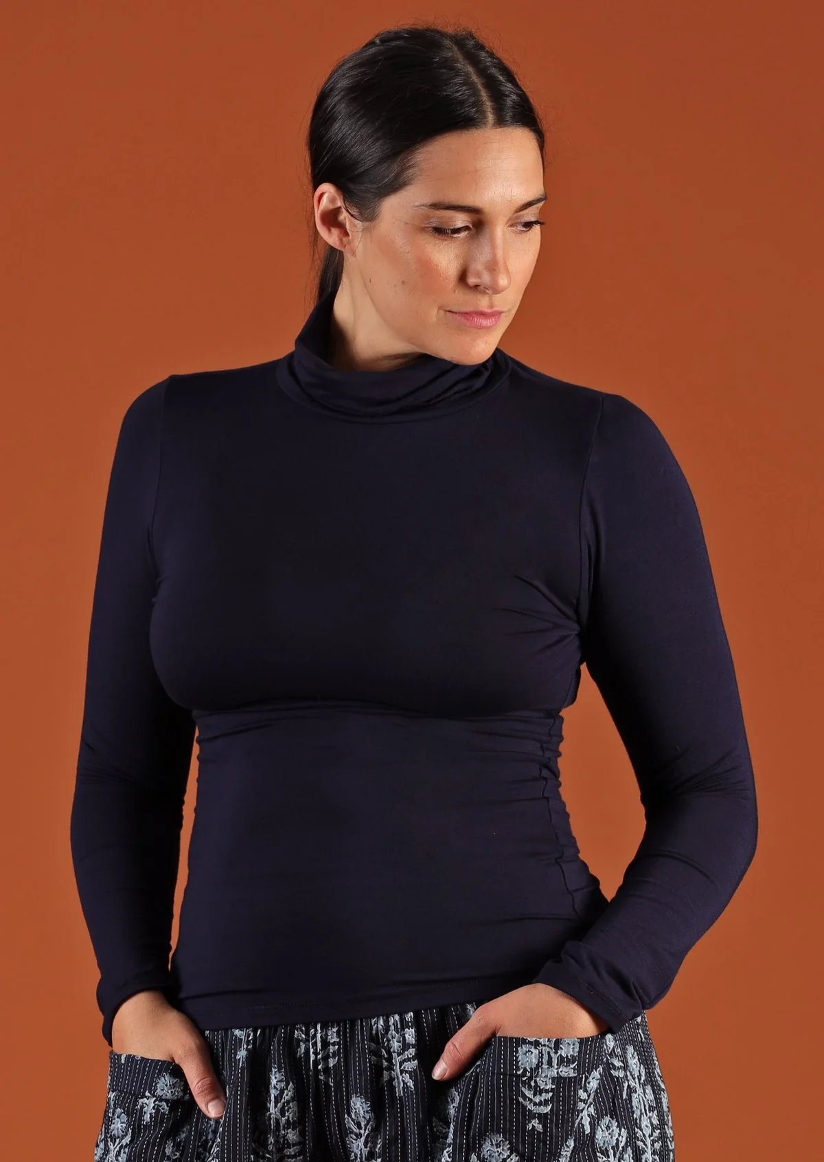 Turtleneck Top Navy Blue - Ysert
