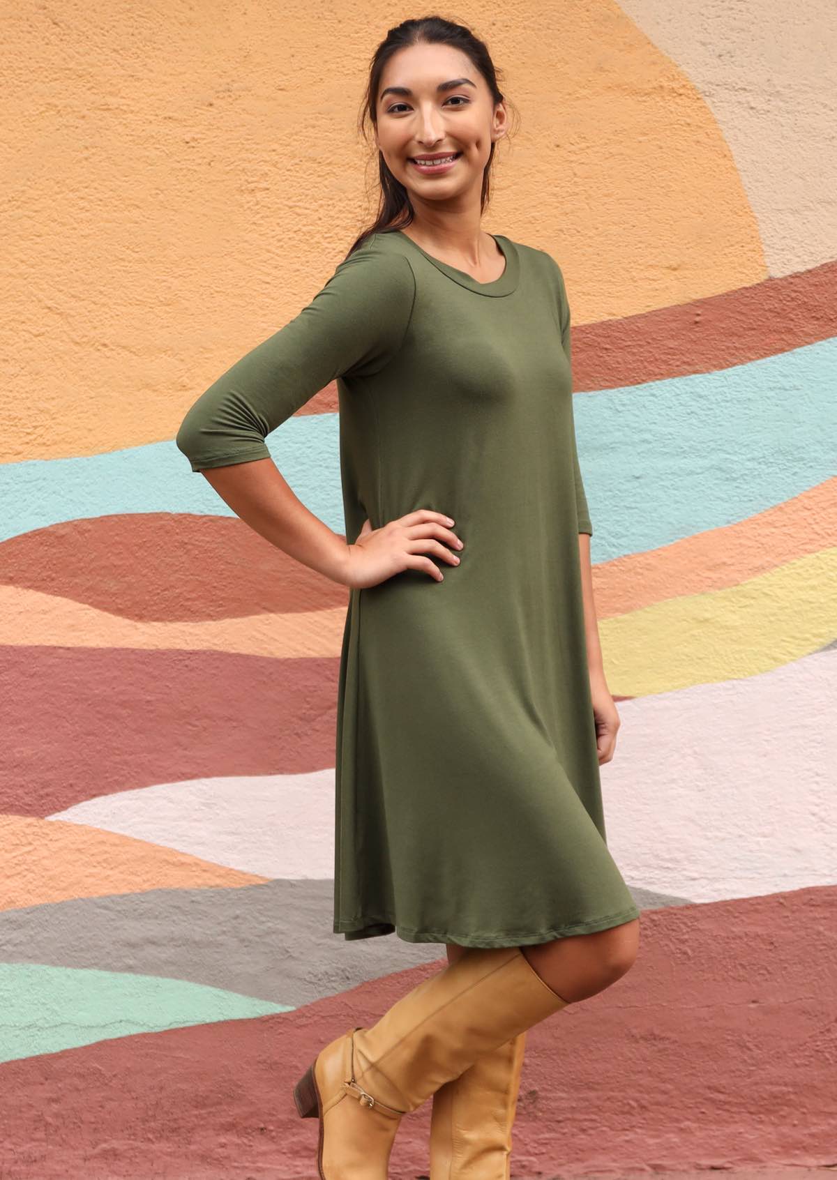 Half Sleeve Jersey Dress Olive - Ysert