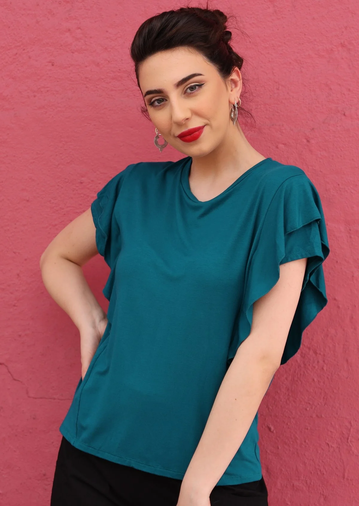 Ruffle Tee Teal - Ysert