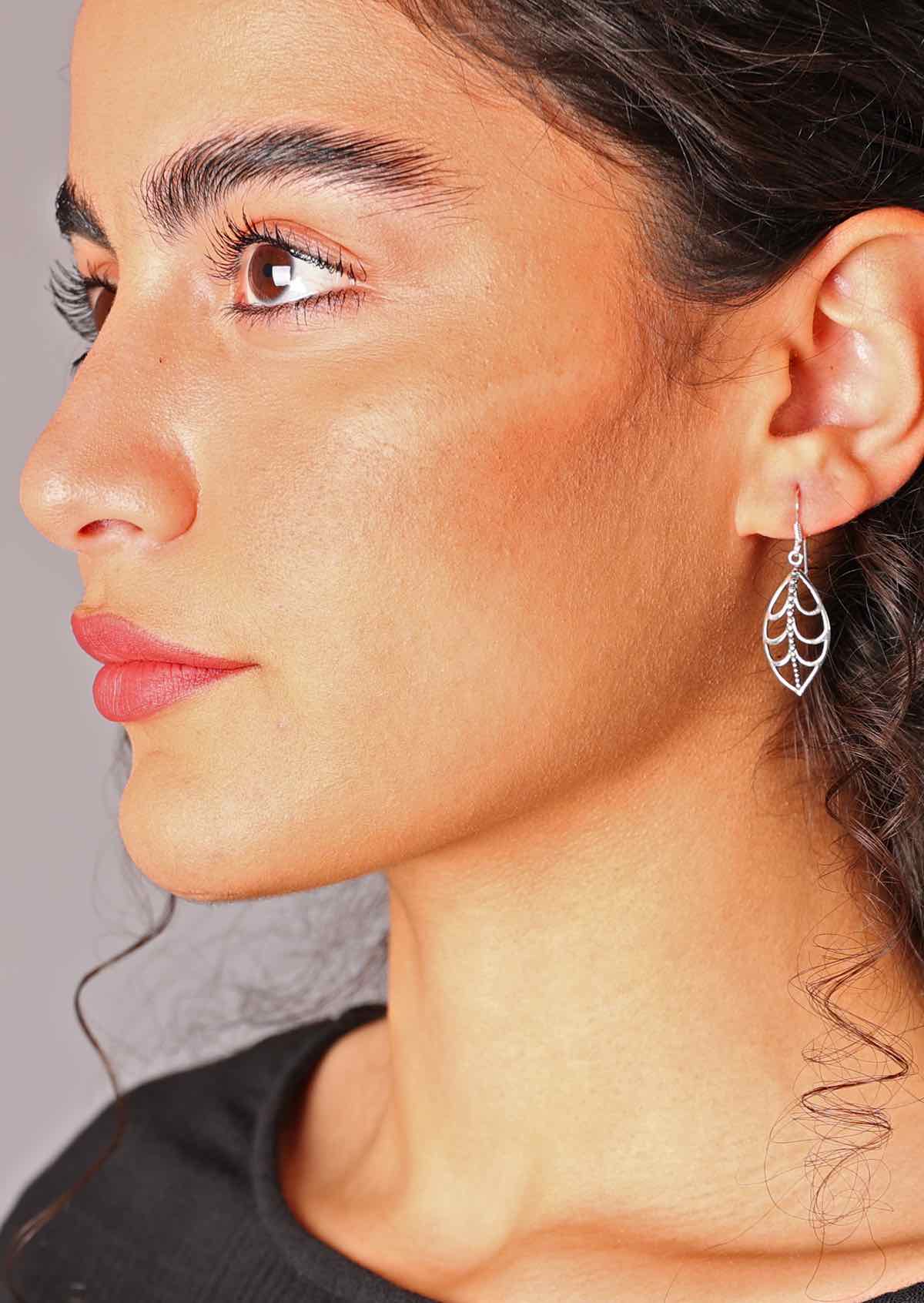 Leaf Lace Silver Earrings - Ysert