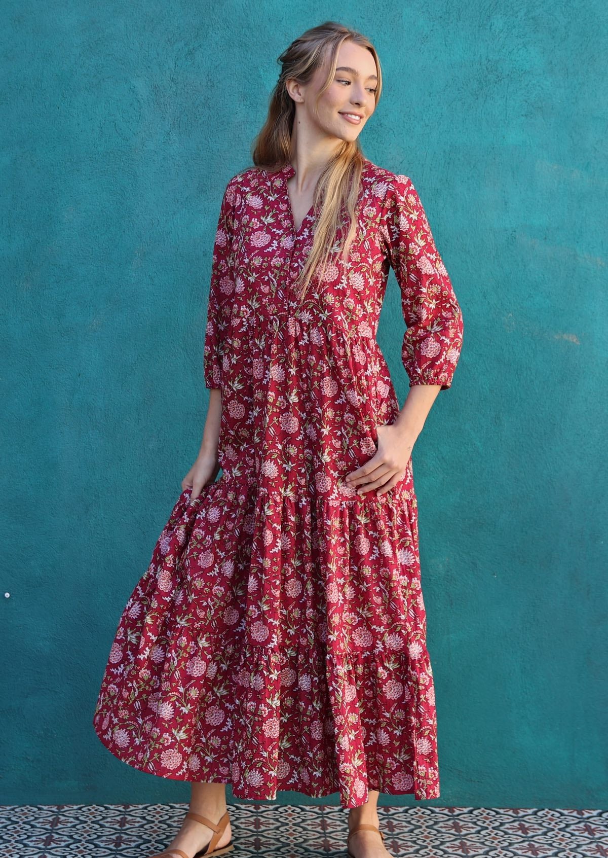 Cranberry Tiered Maxi Dress - Ysert