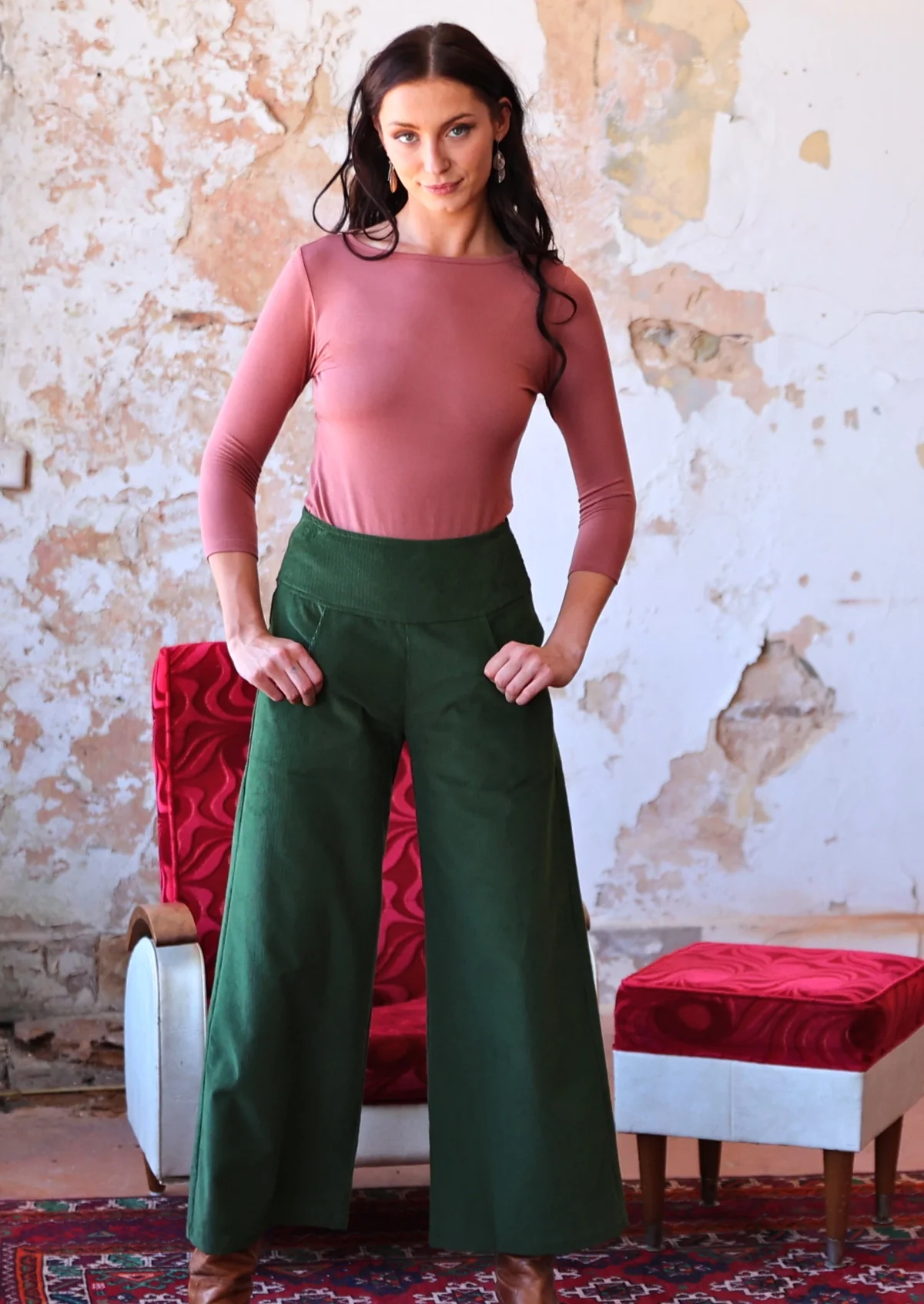Esta Corduroy Pants Douglas Fir - Ysert