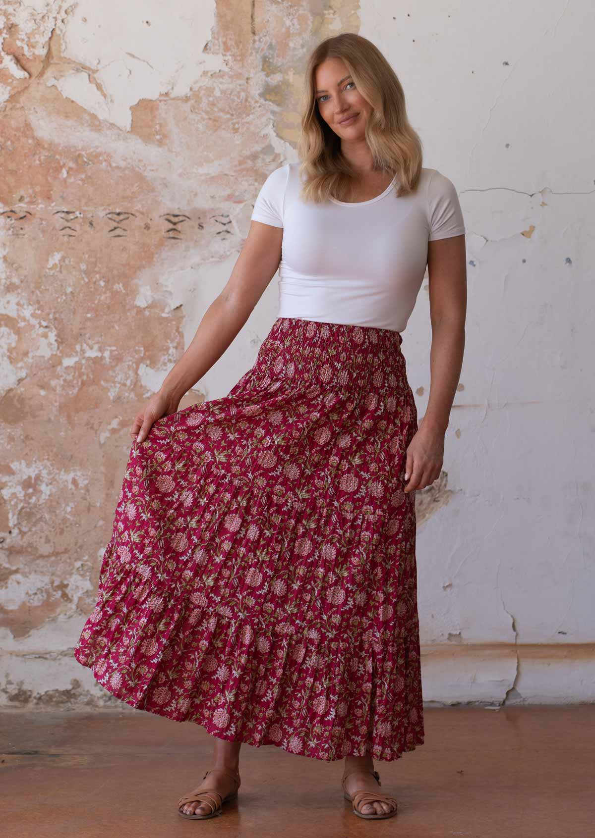 Dawn Maxi Skirt Cranberry - Ysert