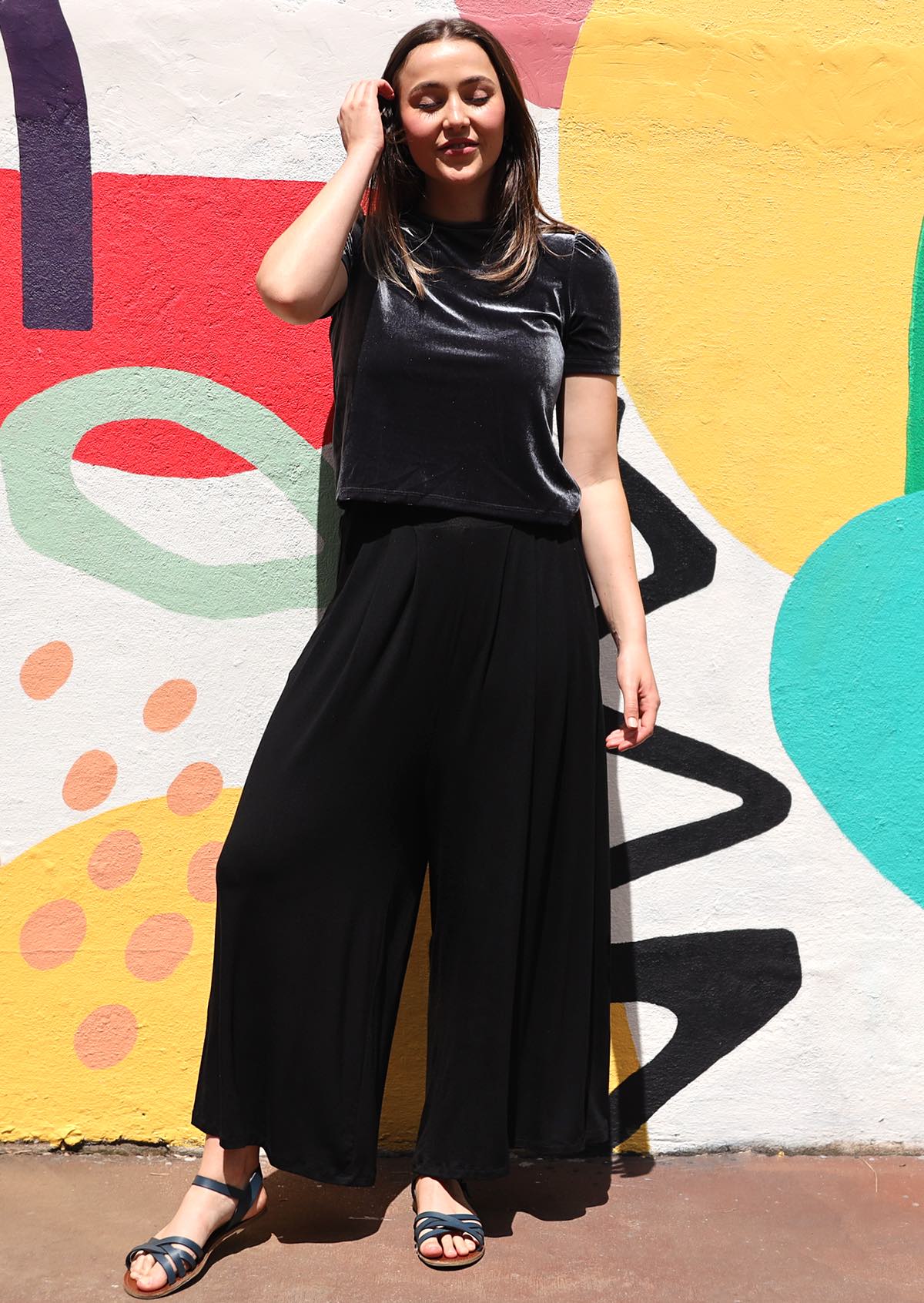 Wide Leg Stretch Pocket Pants Black - Ysert
