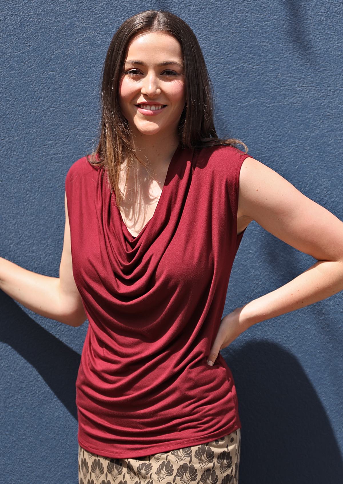 Cowl Neck Top Maroon - Ysert