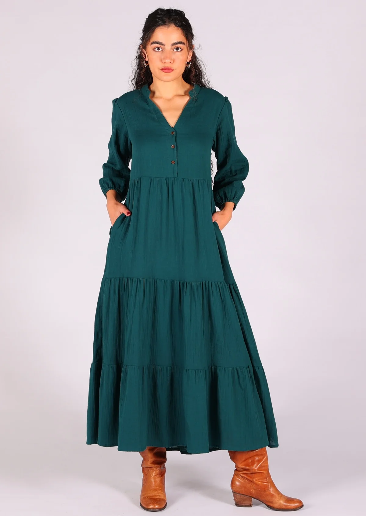 Deep Teal Tiered Maxi Dress - Ysert