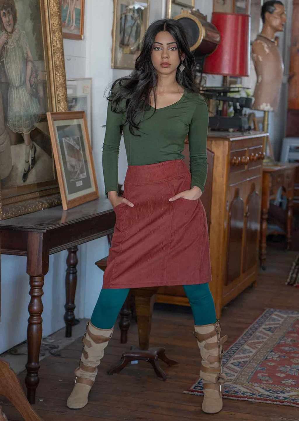 Aalia Corduroy Skirt Burnt Henna - Ysert