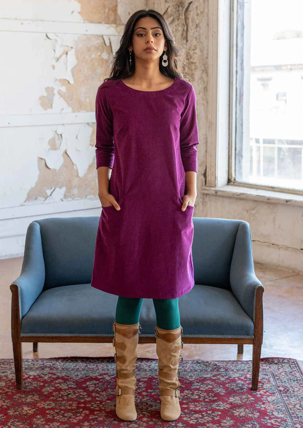 Jamie Corduroy Dress Plum Caspia - Ysert