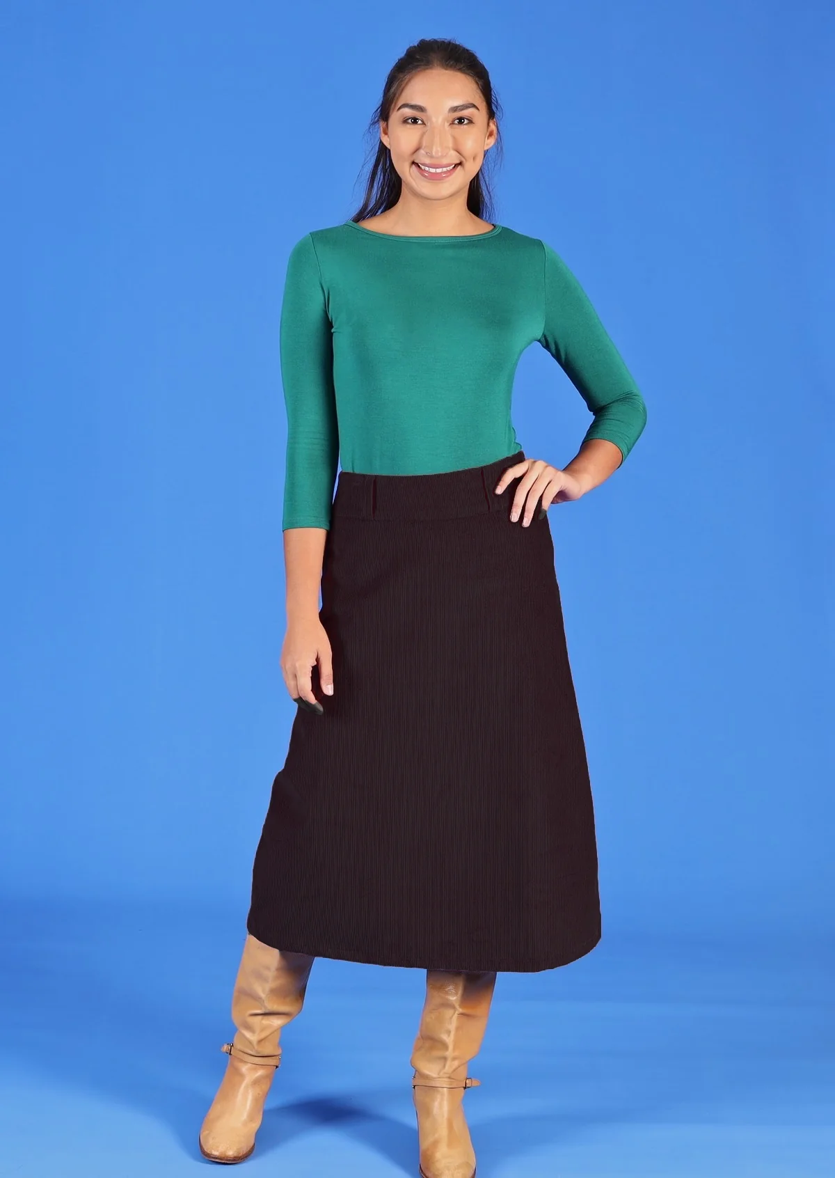 Belt Loop Corduroy Skirt Black - Ysert