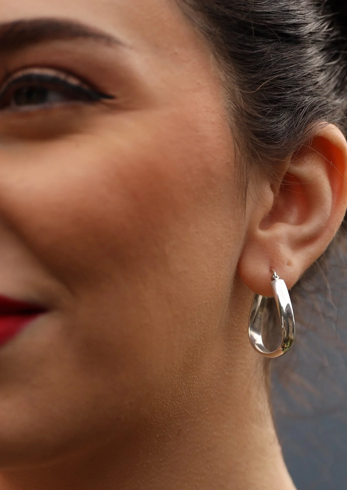 Abstract Silver Hoop Earrings - Ysert
