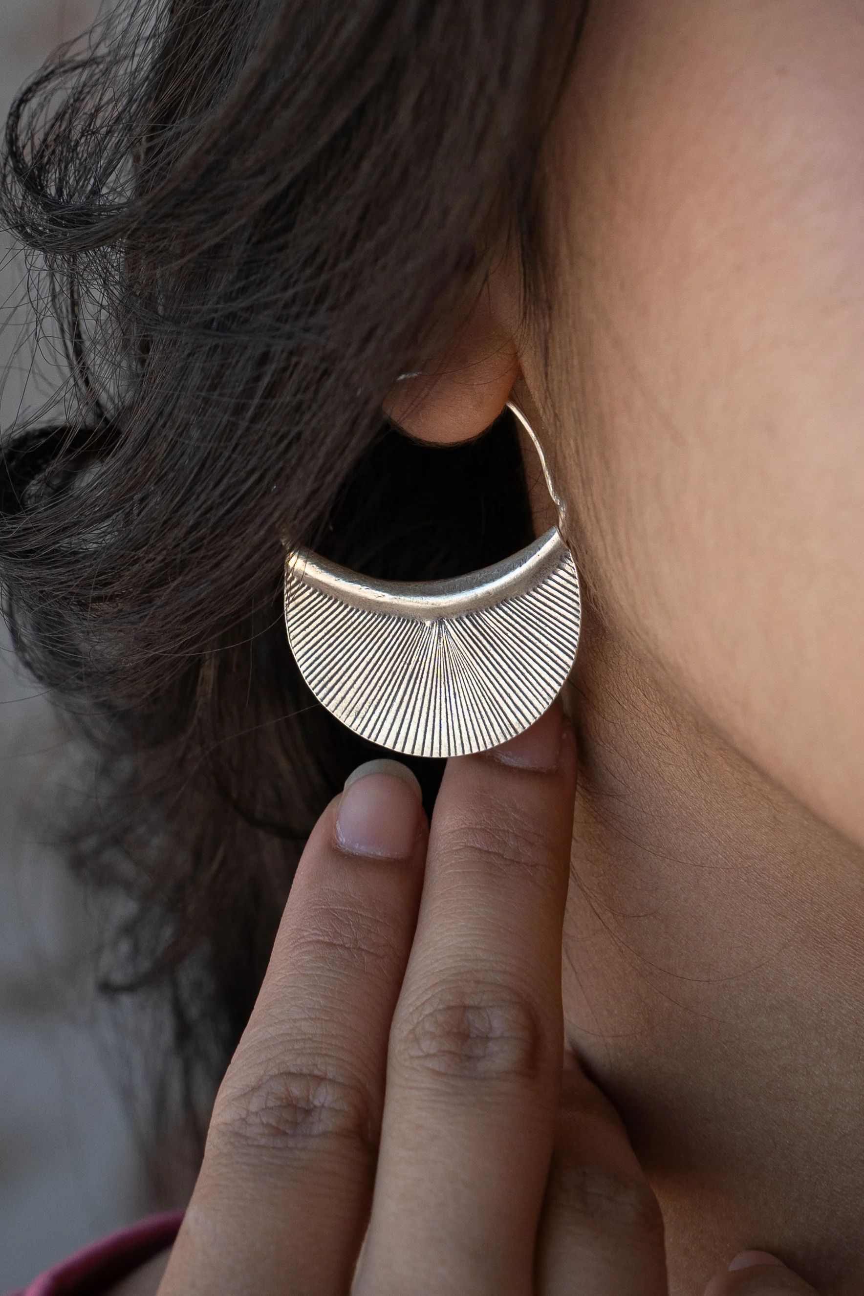 Hill Tribe Silver Fan Earrings - Ysert
