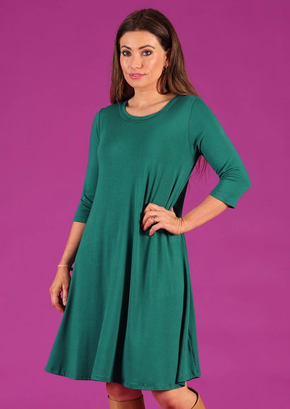 Half Sleeve Jersey Dress Jade Green - Ysert