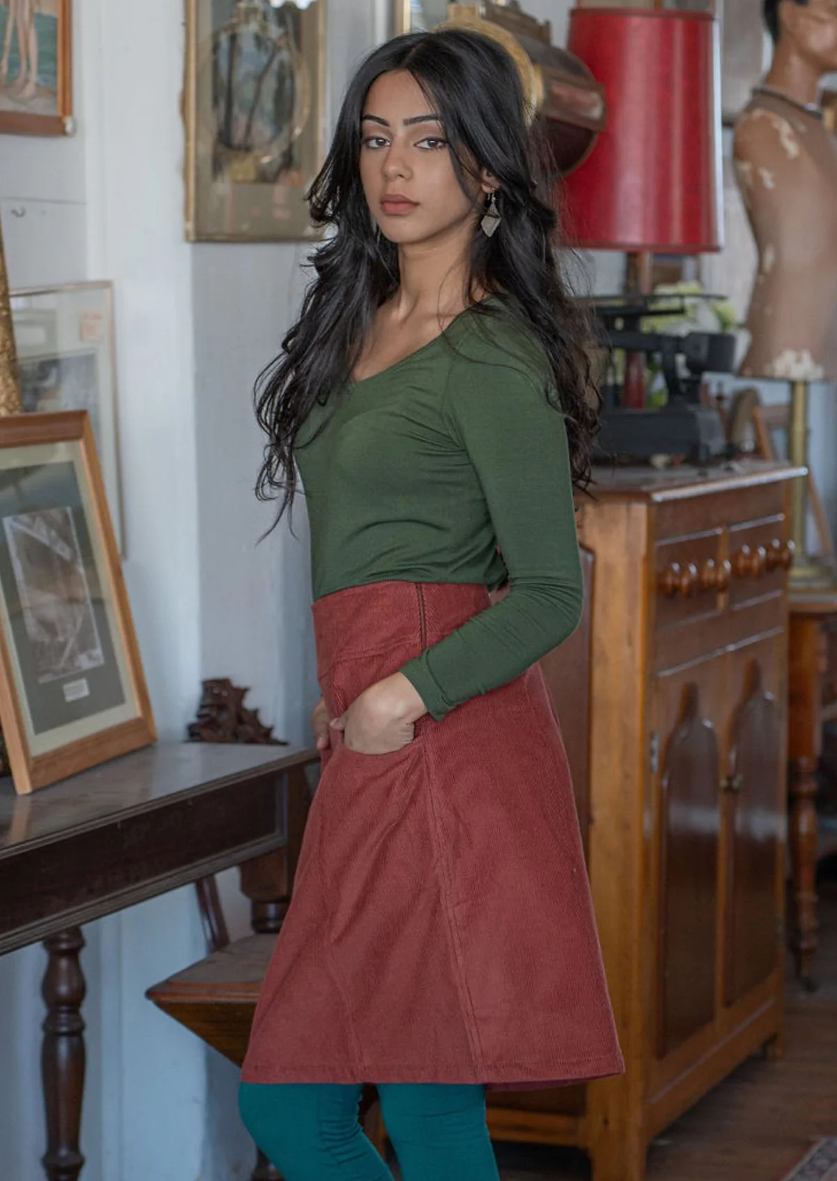 Aalia Corduroy Skirt Burnt Henna - Ysert