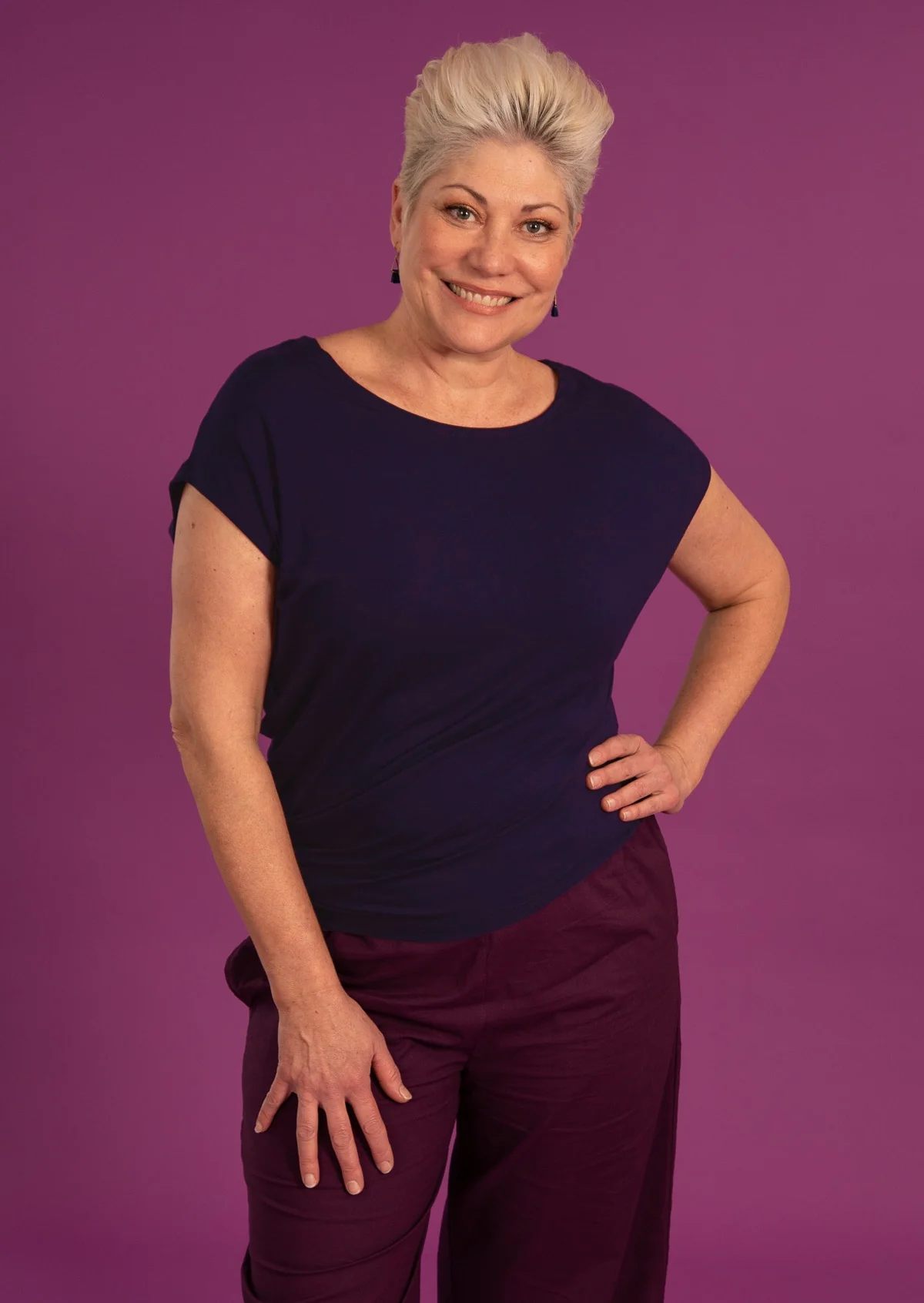 Asymmetrical Rayon Top Navy Blue - Ysert