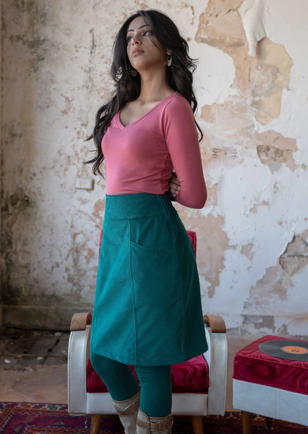 Aalia Corduroy Skirt Everglade - Ysert