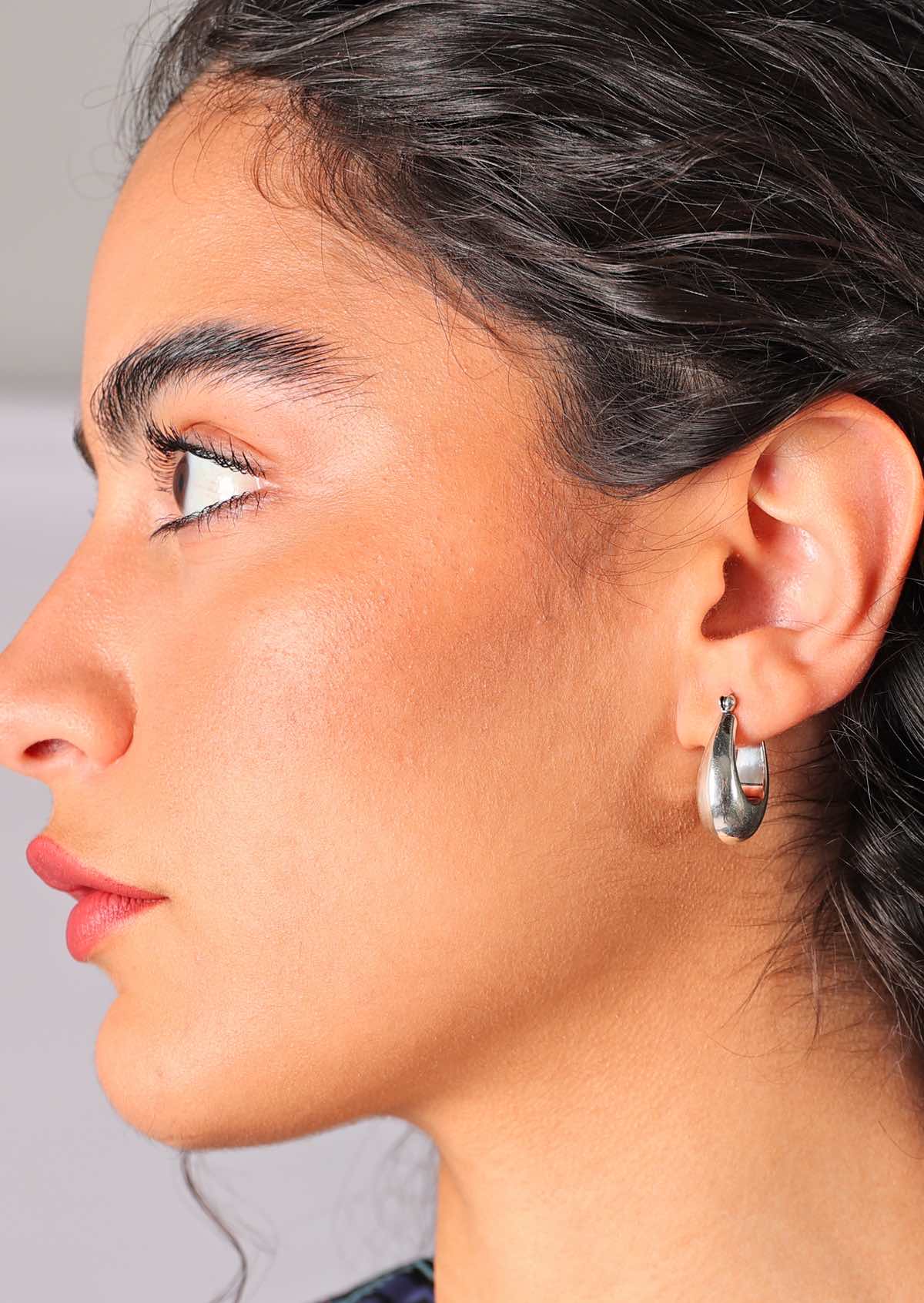 Moon Glow Hoop Silver Earrings - Ysert