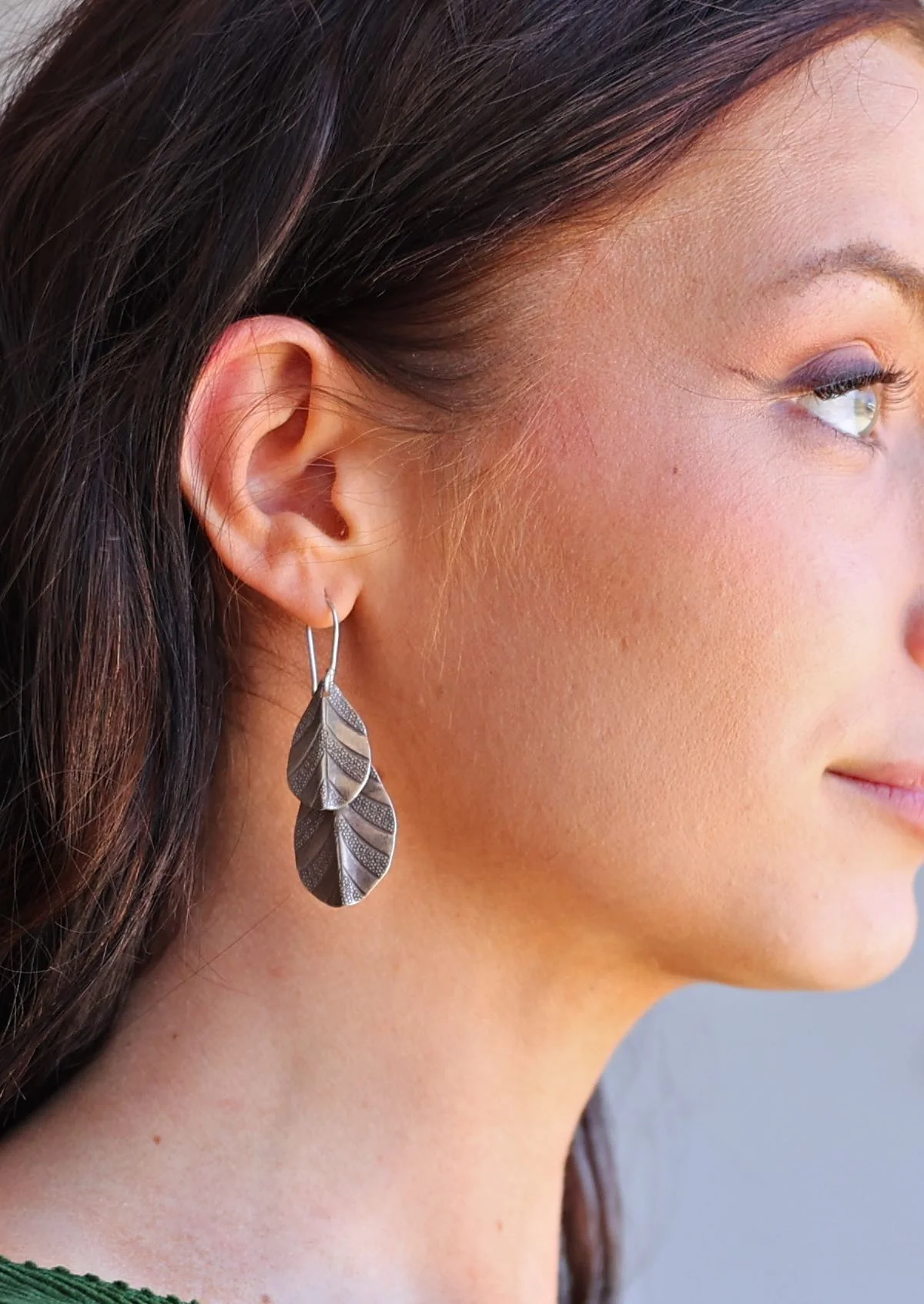Hill Tribe Silver Double Leaf Earrings - Ysert