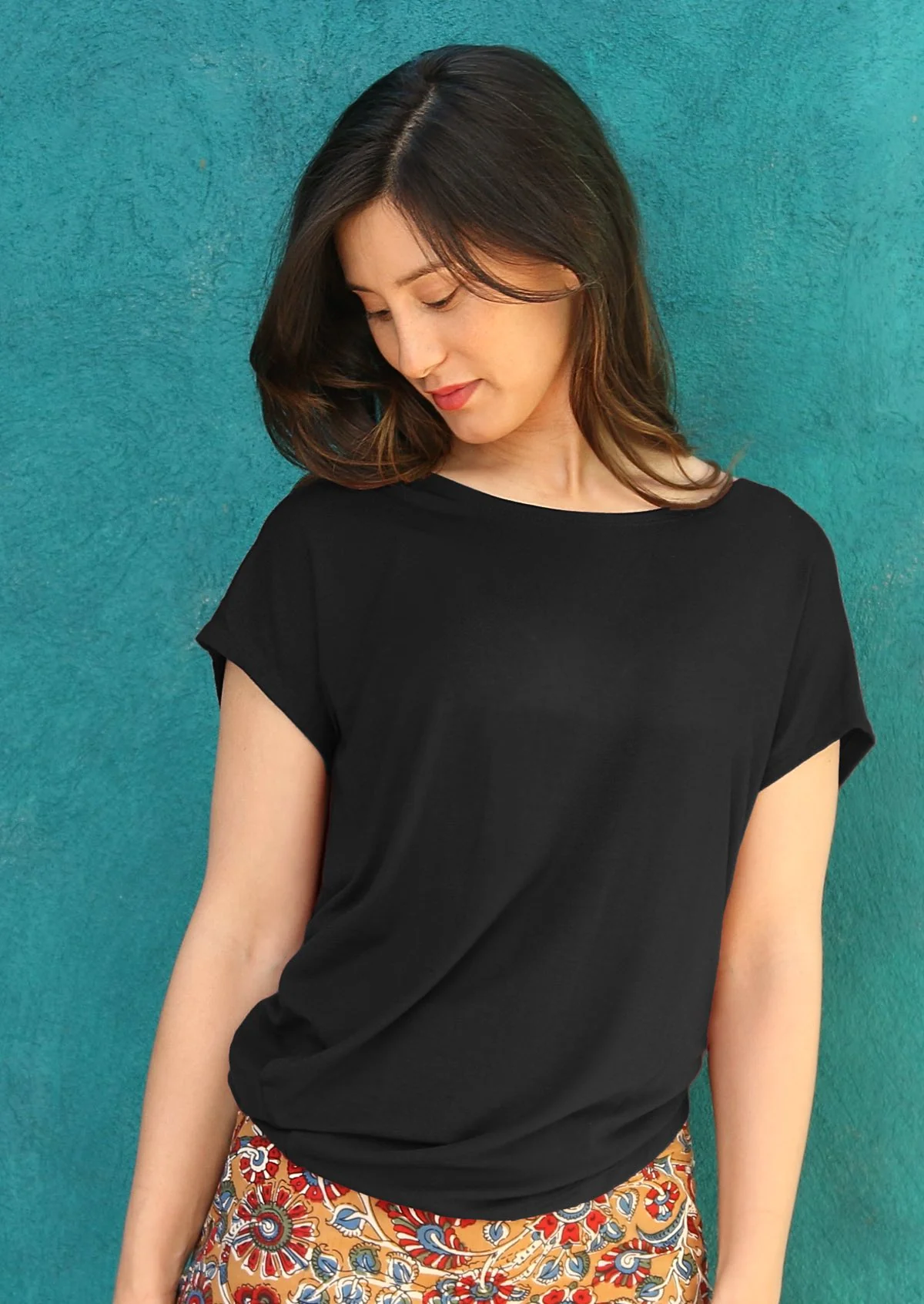 Asymmetrical Rayon Top Black - Ysert