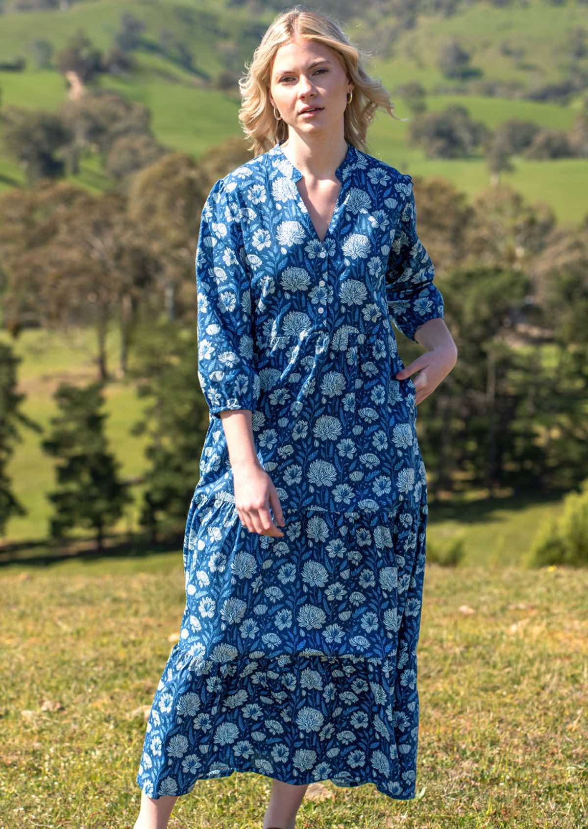 Blue Meadow Tiered Maxi Dress - Ysert