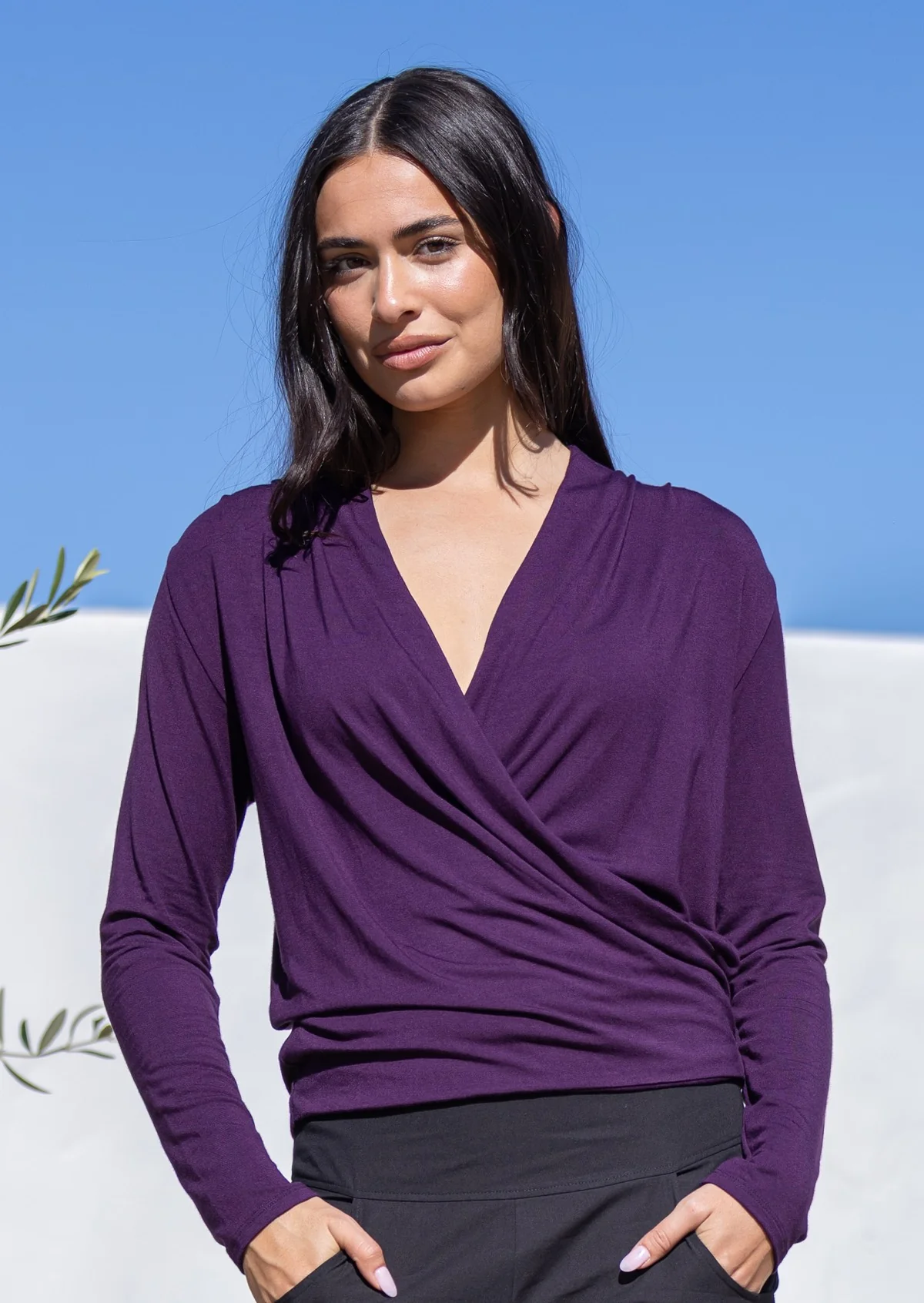 False Wrap Top Dark Purple - Ysert