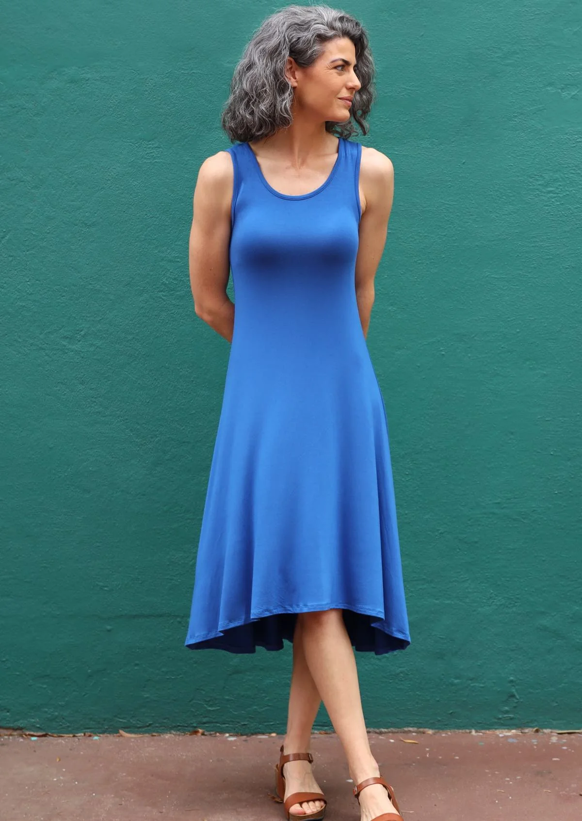 Concave Hem Dress Electric Blue - Ysert