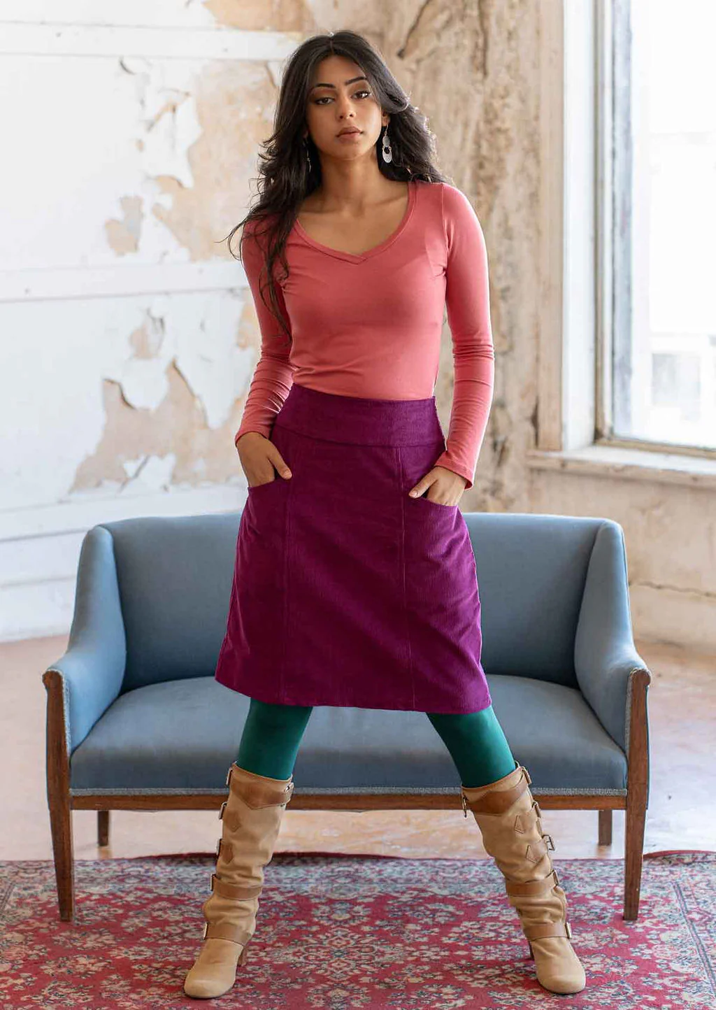Aalia Corduroy Skirt Plum Caspia - Ysert