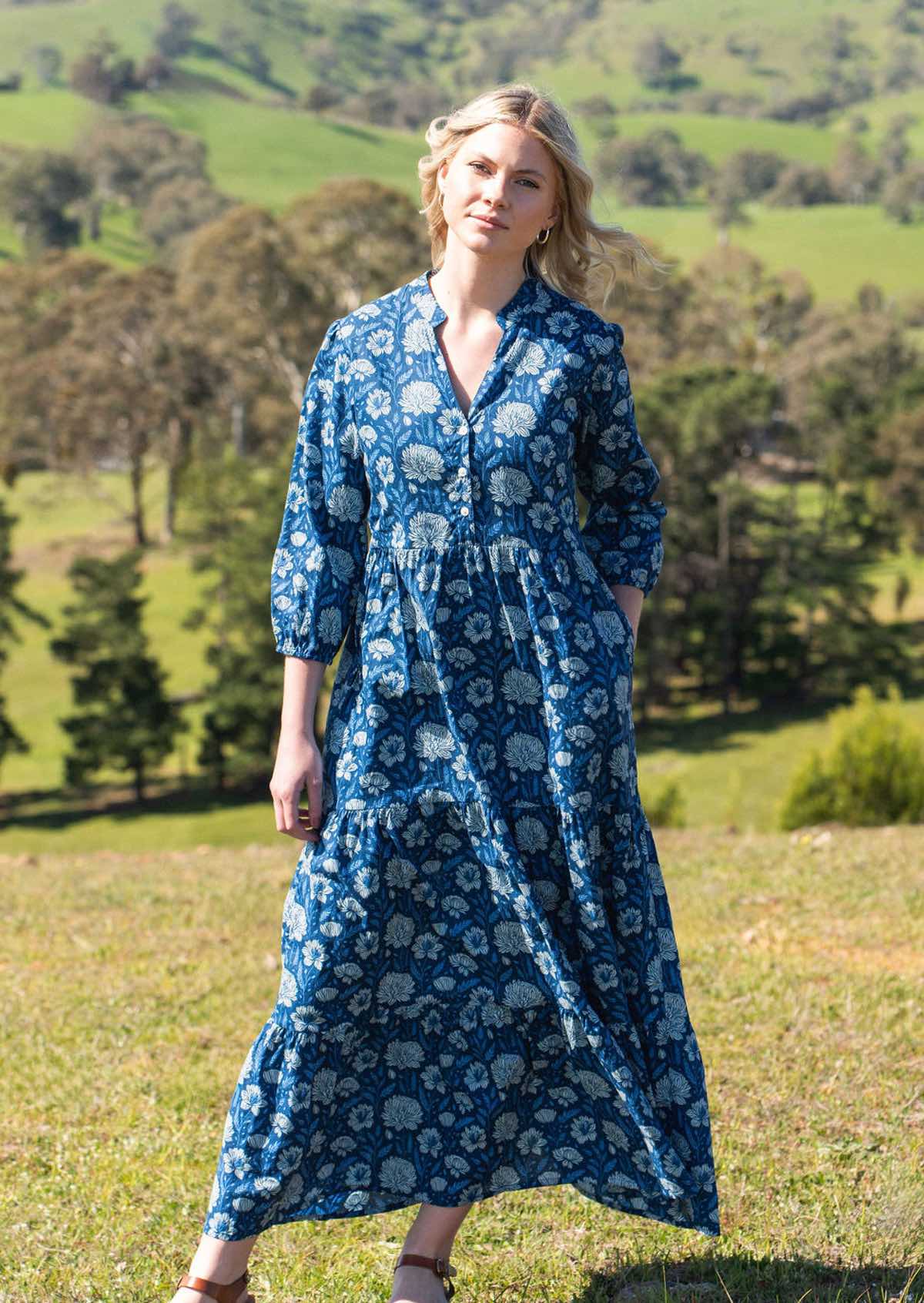 Blue Meadow Tiered Maxi Dress - Ysert