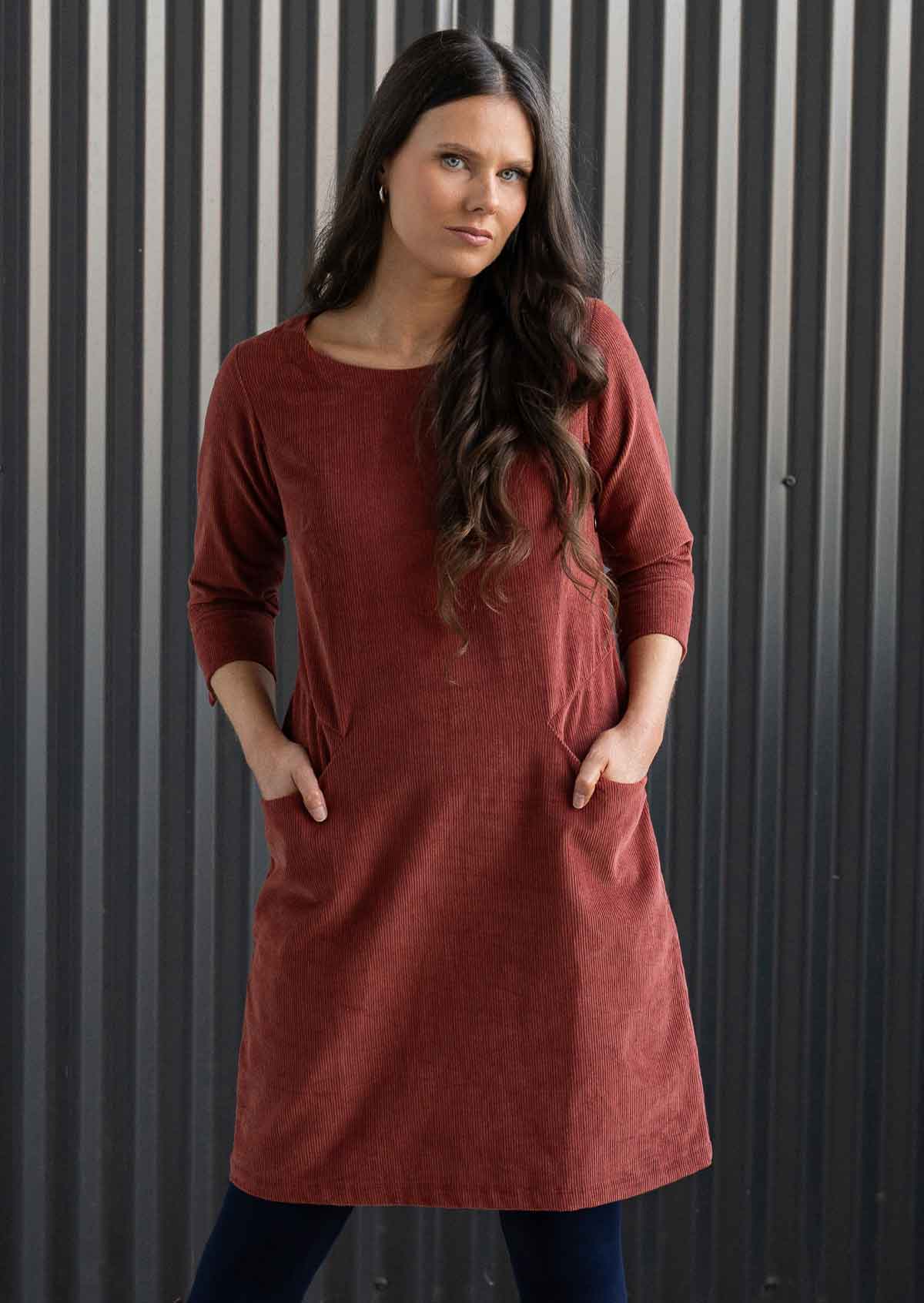 Jamie Corduroy Dress Burnt Henna - Ysert