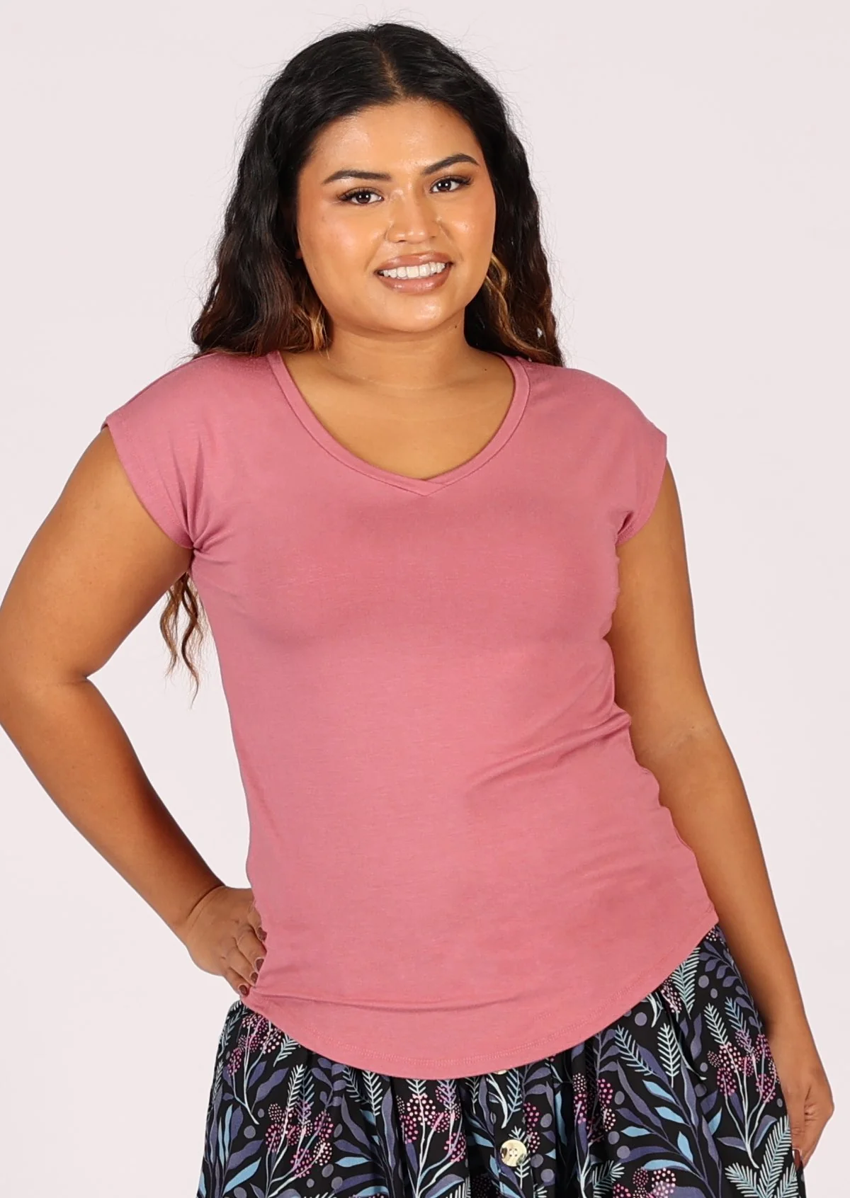 Simple Top V-neck Pink - Ysert