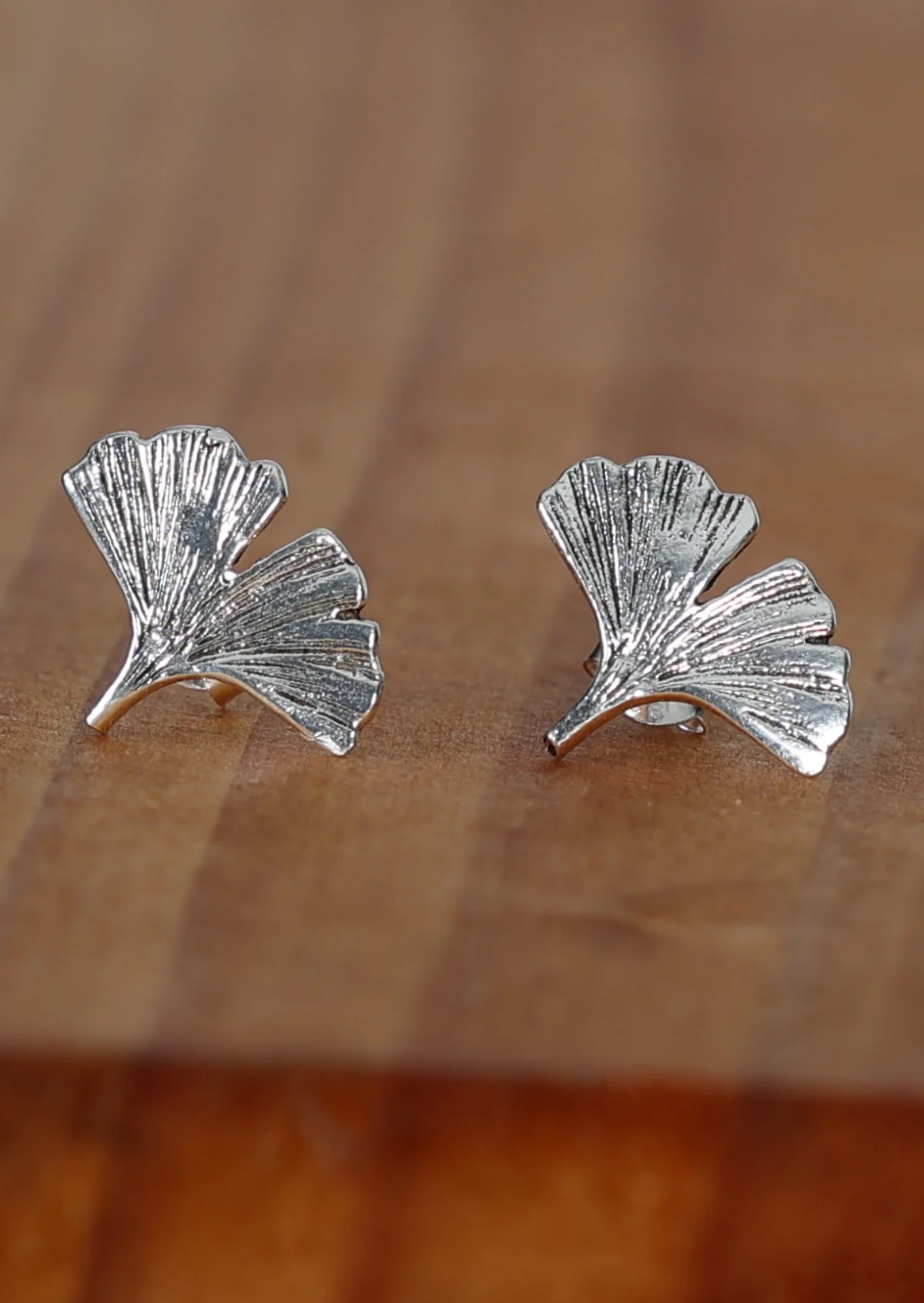 Silver Ginkgo Studs - Ysert