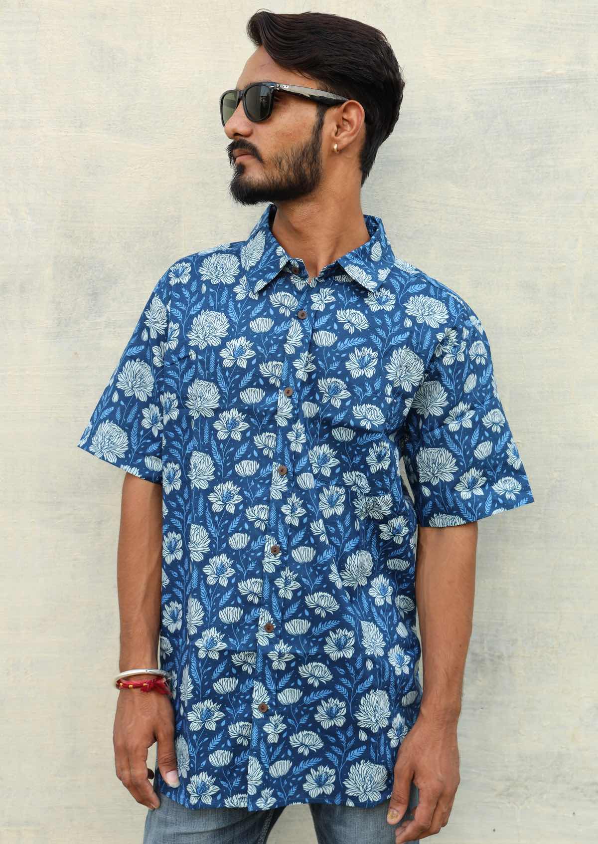 Men's Cotton Shirt Blue Meadow - Ysert