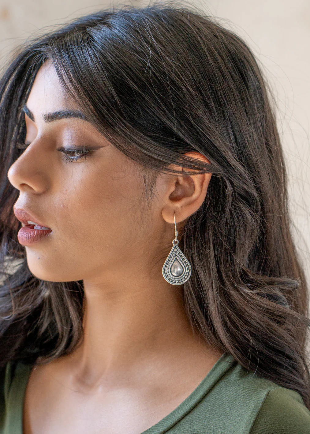 Hill Tribe Silver Teardrop Earrings - Ysert