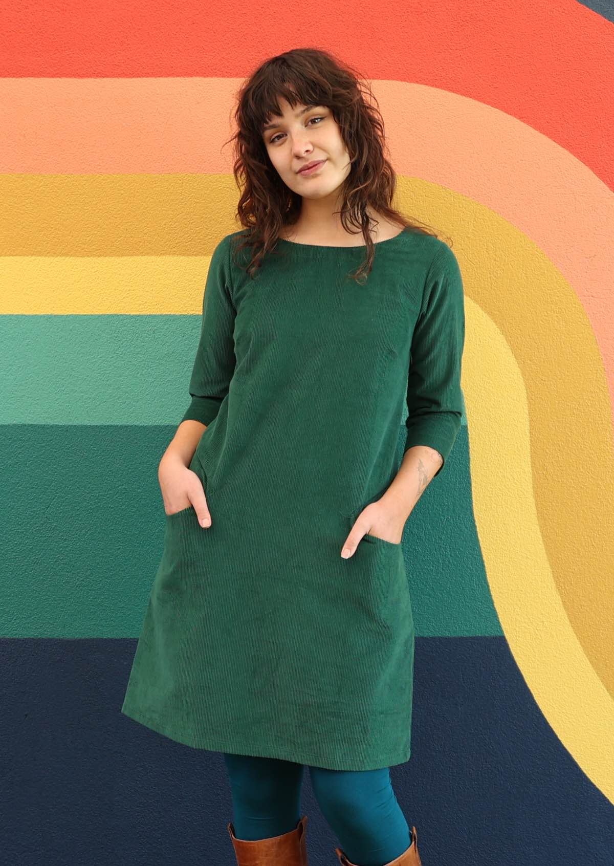 Jamie Corduroy Dress Hunter Green - Ysert