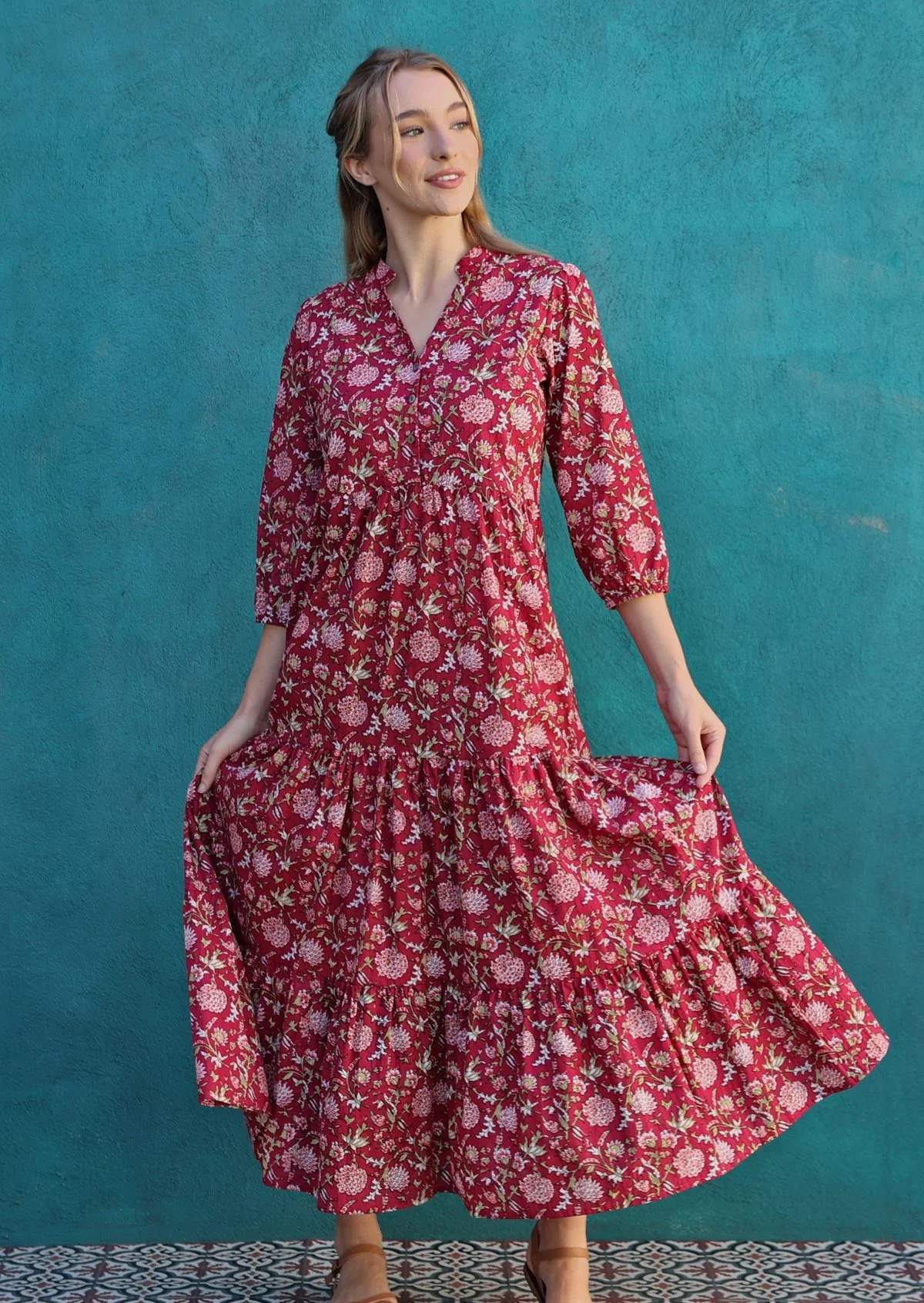 Cranberry Tiered Maxi Dress - Ysert