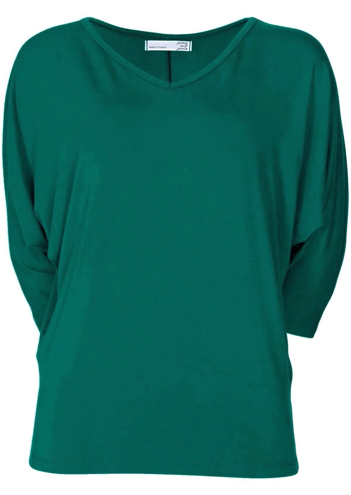 3/4 Sleeve V-neck Batwing Top Jade Green - Ysert