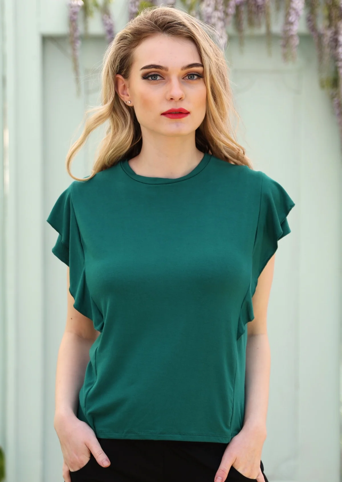 Ruffle Tee Jade Green - Ysert