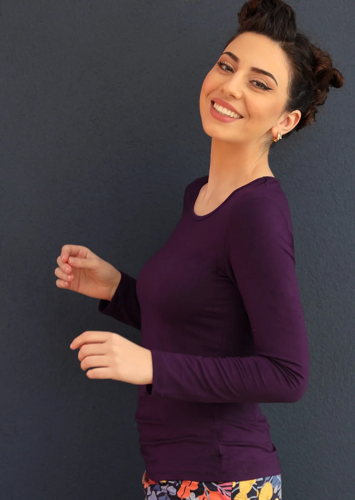 Round Neck Top Dark Purple - Ysert