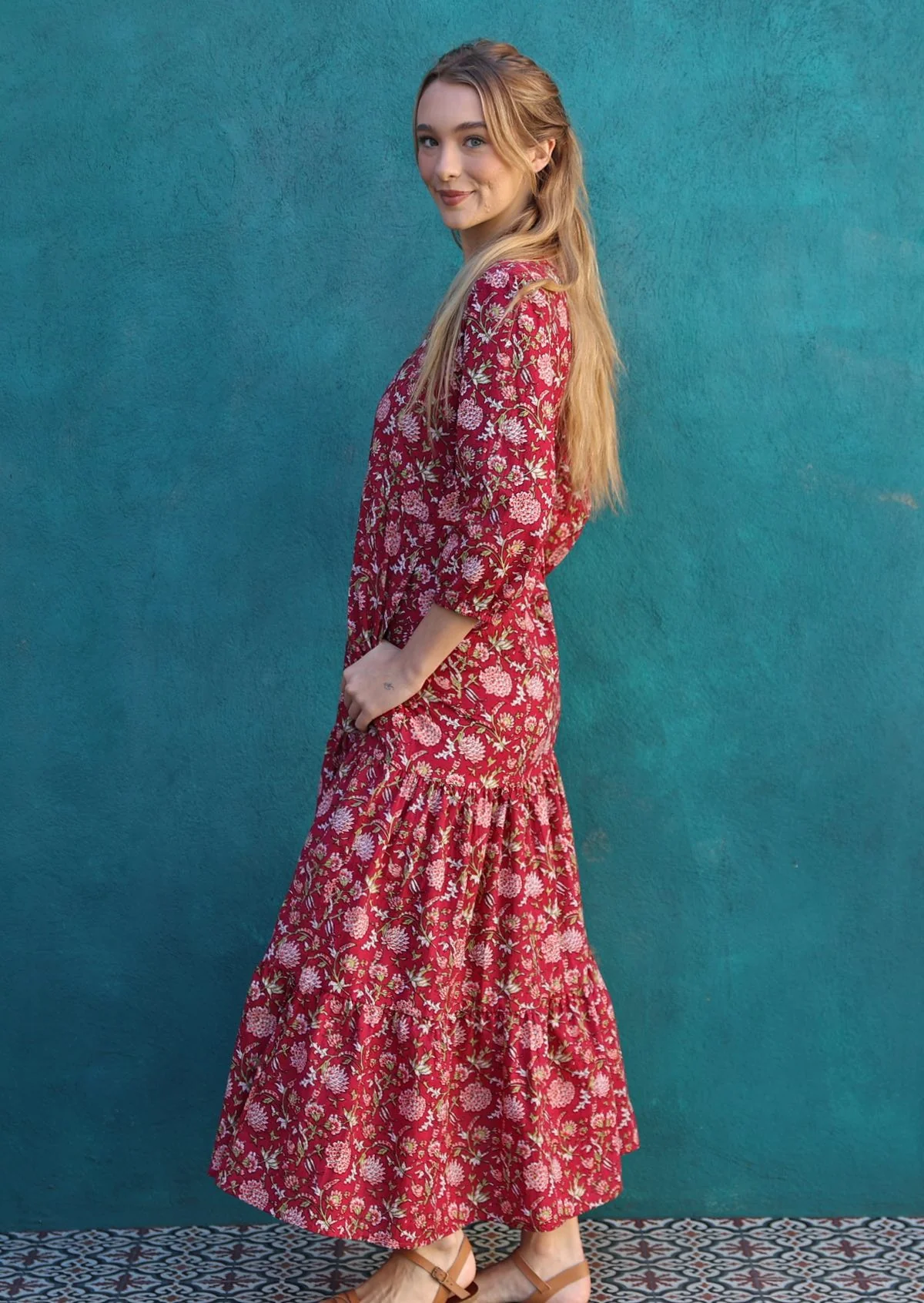 Cranberry Tiered Maxi Dress - Ysert