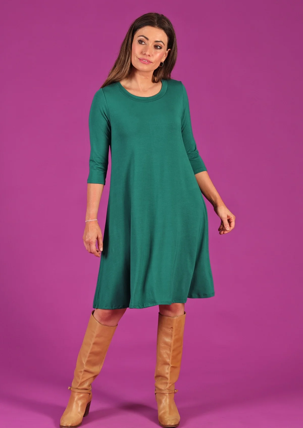 Half Sleeve Jersey Dress Jade Green - Ysert