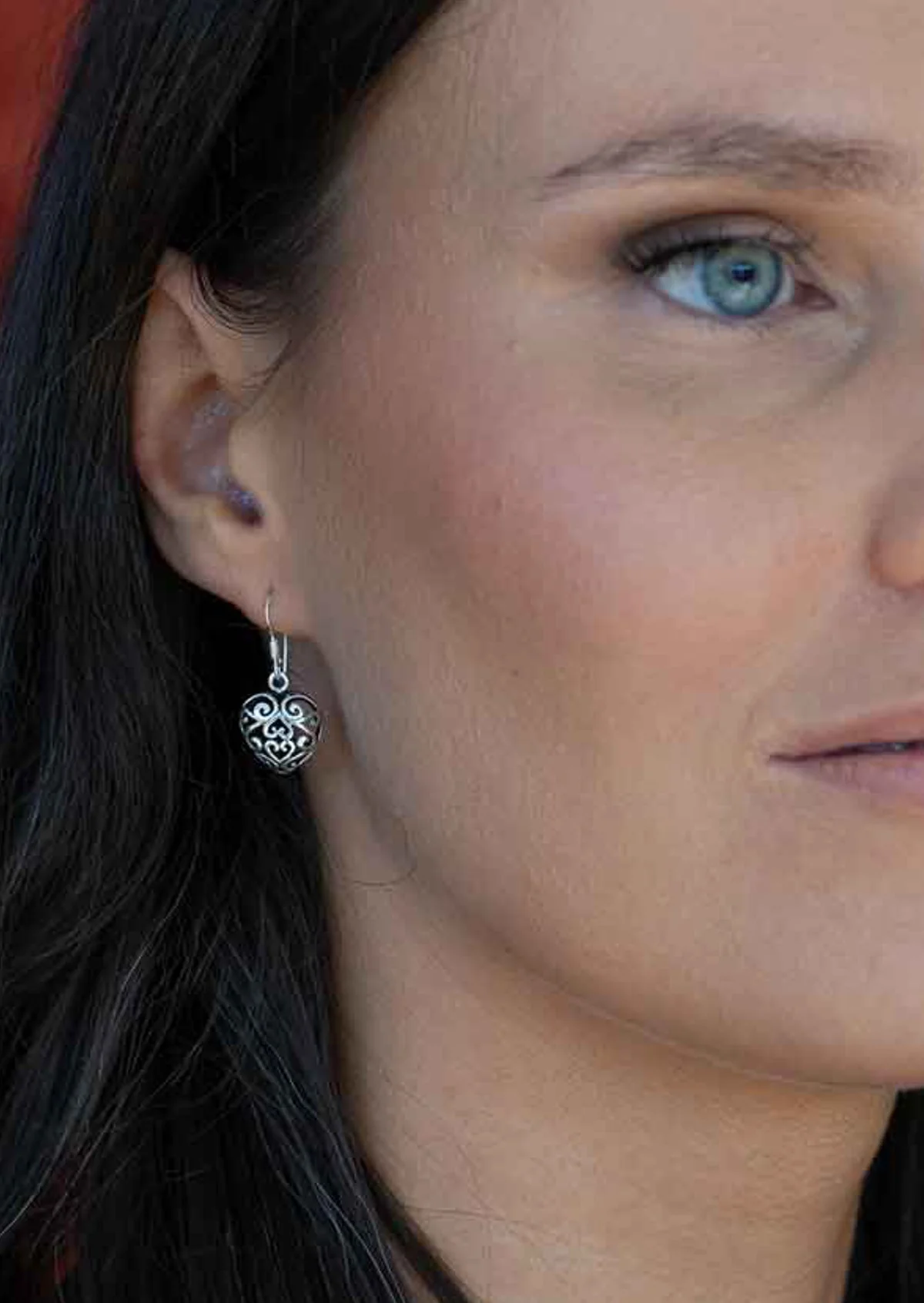 Silver Filigree Heart Drop Earrings - Ysert